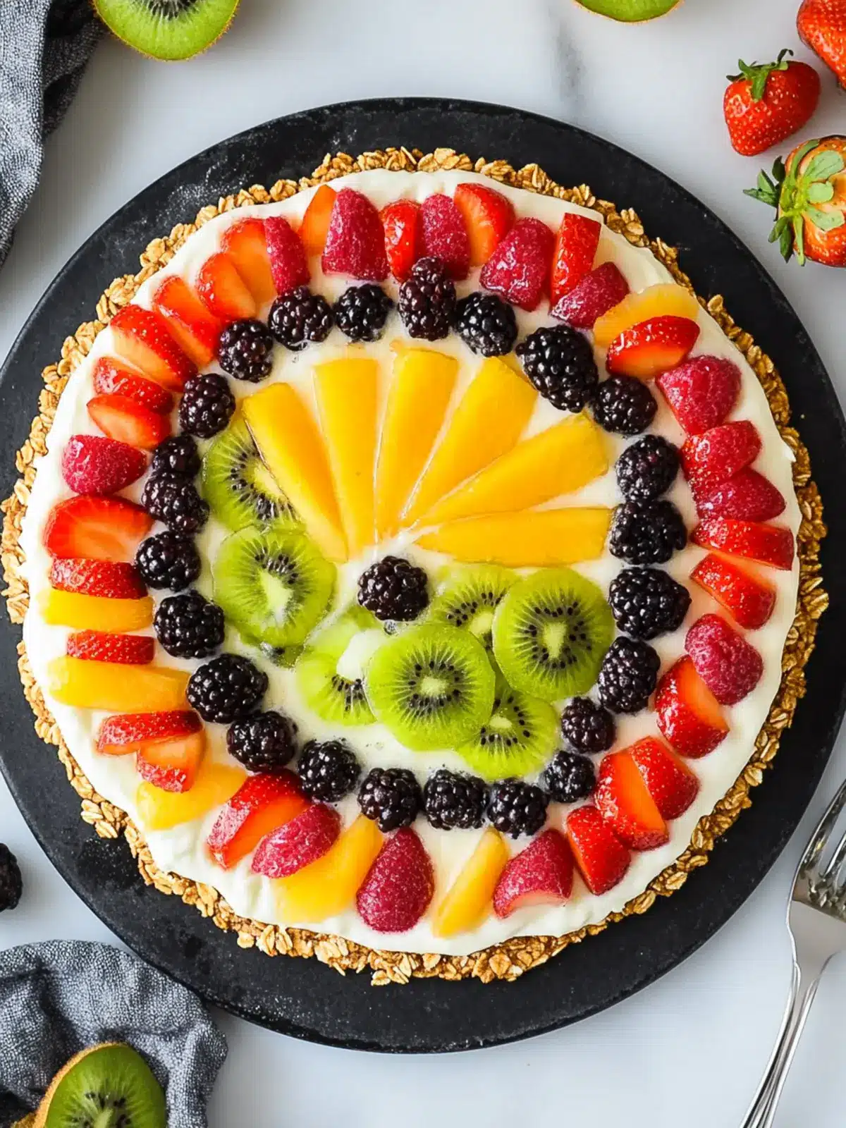 Healthy Fruit Pizza with Granola Crust