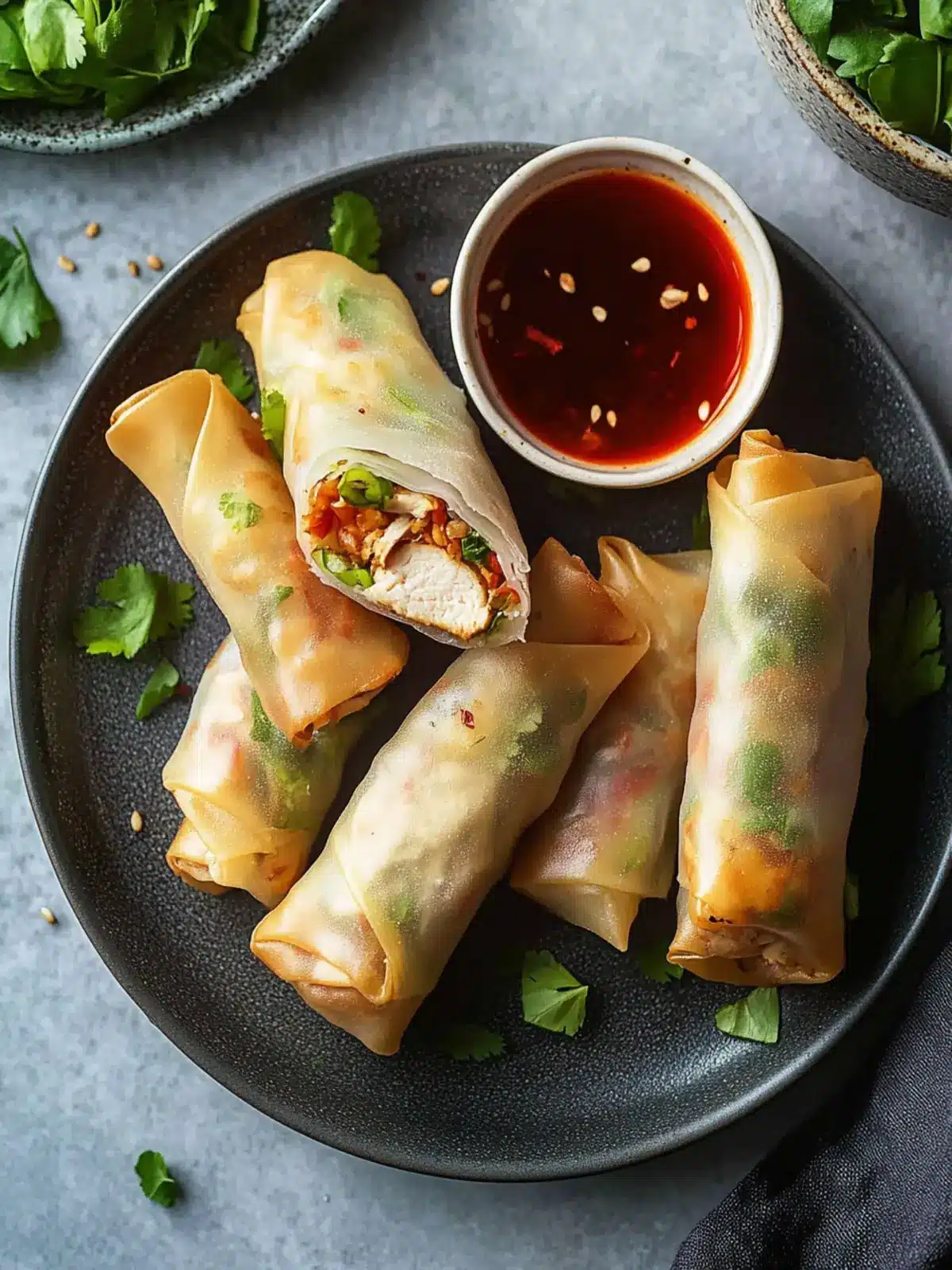 Chicken Spring Rolls (Super Flavorful + Crispy!)