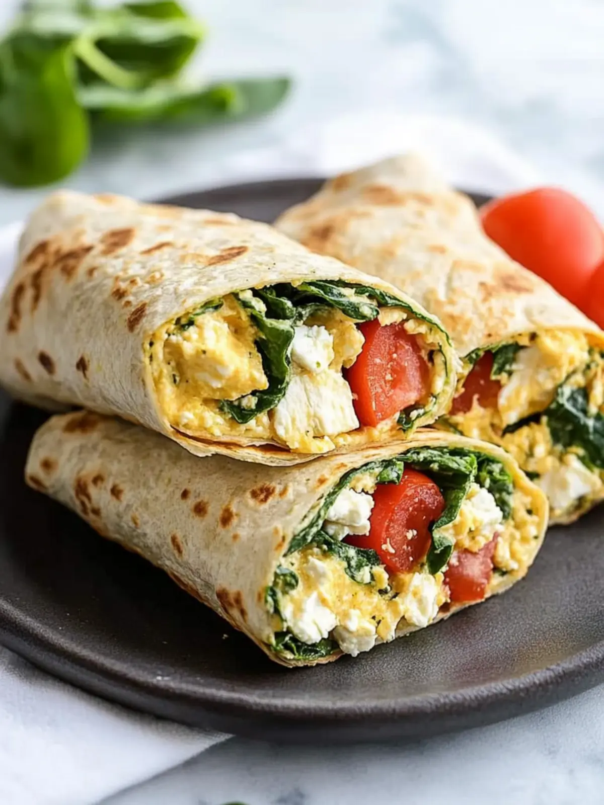 Spinach Feta Breakfast Wraps