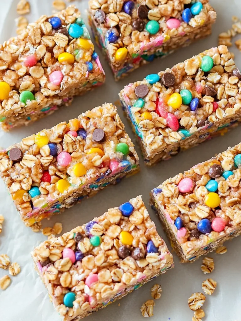 Chewy No-Bake Rainbow Chip Granola Bars