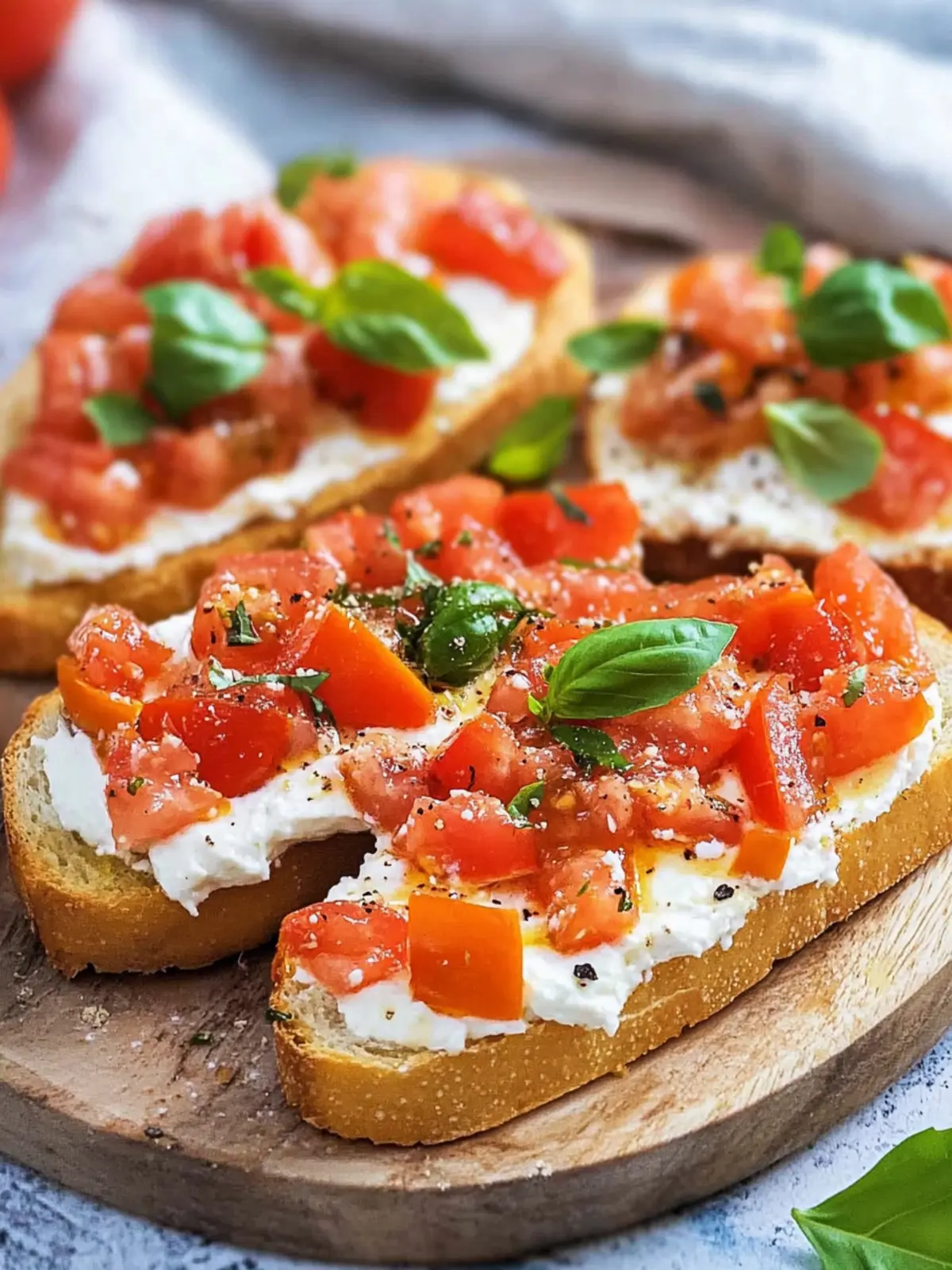 Fresh Tomato Bruschetta with Creamy Cheese Spread Delight 2 Fresh Tomato Bruschetta with Creamy Cheese Spread