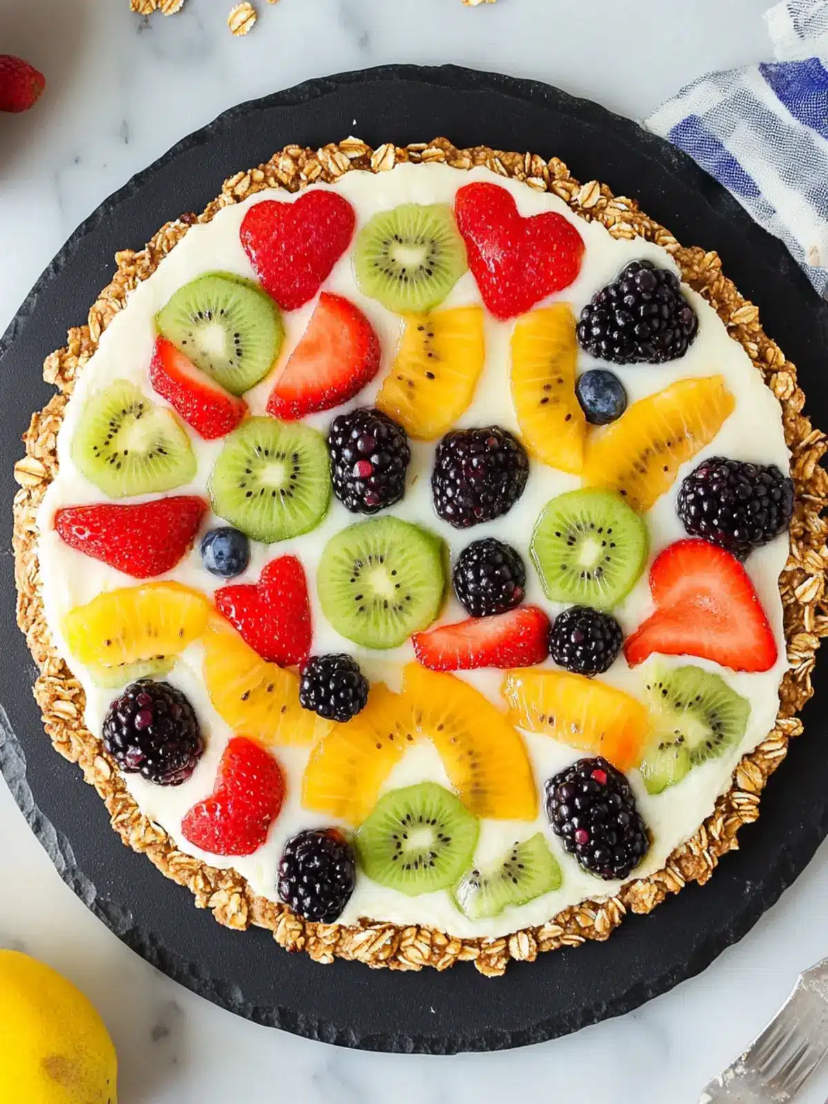 Healthy Fruit Pizza with Granola Crust