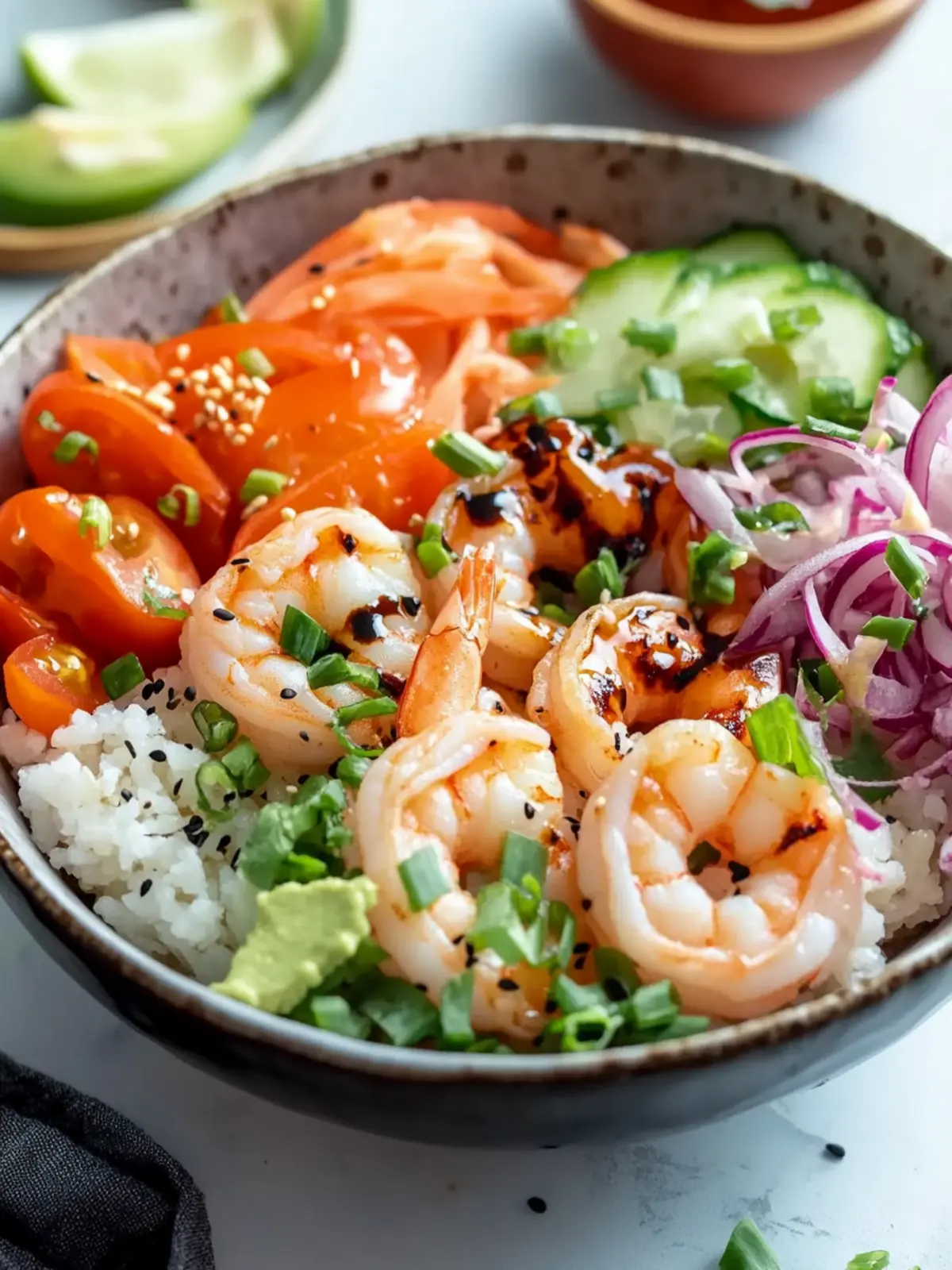 Easy Shrimp Poke Bowl Recipe with Spicy Sriracha Sauce