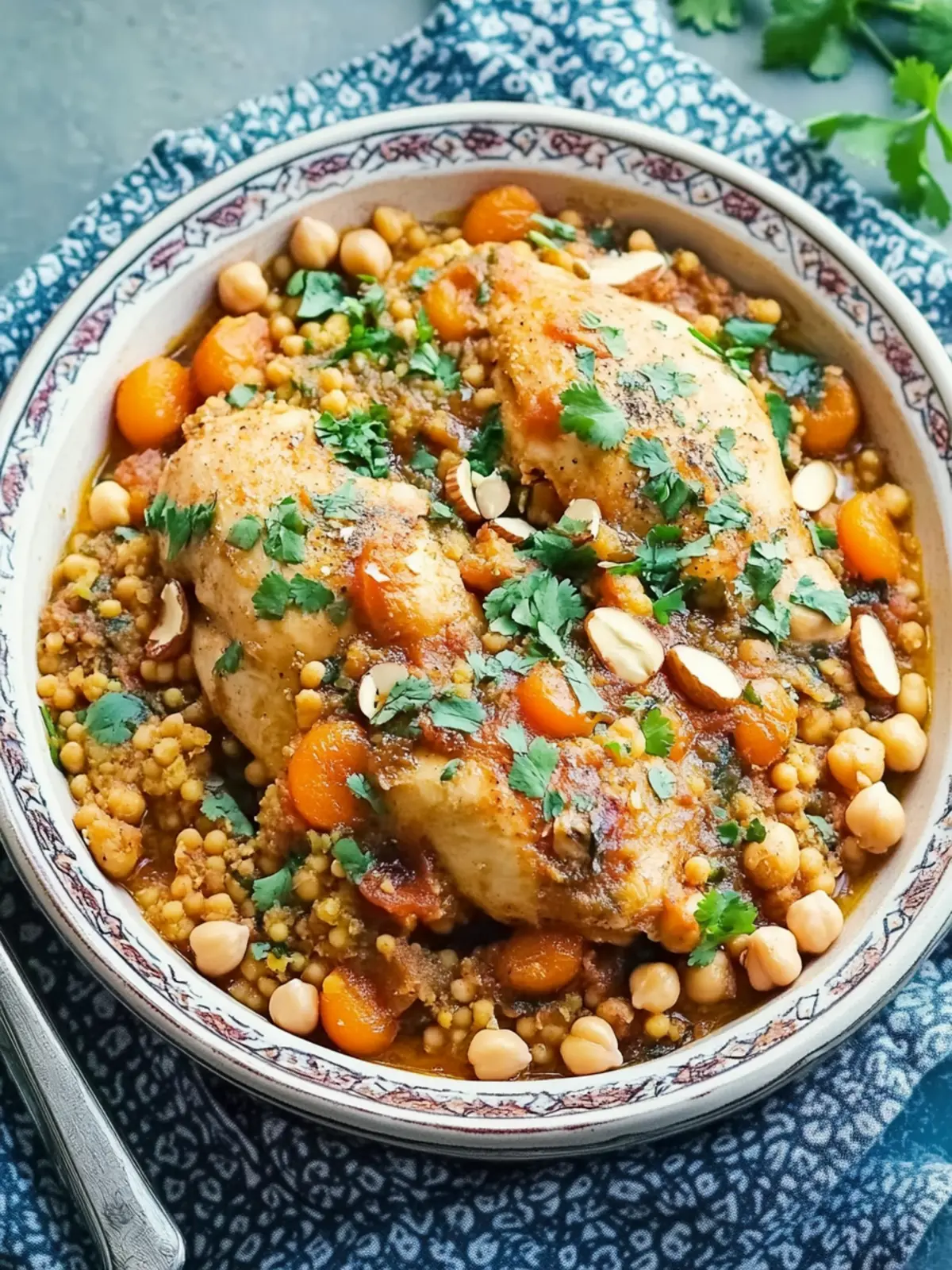 Savory Chicken Tagine with Apricots, Almonds & Chickpeas Delight 4 Chicken Tagine with Apricots, Almonds & Chickpeas