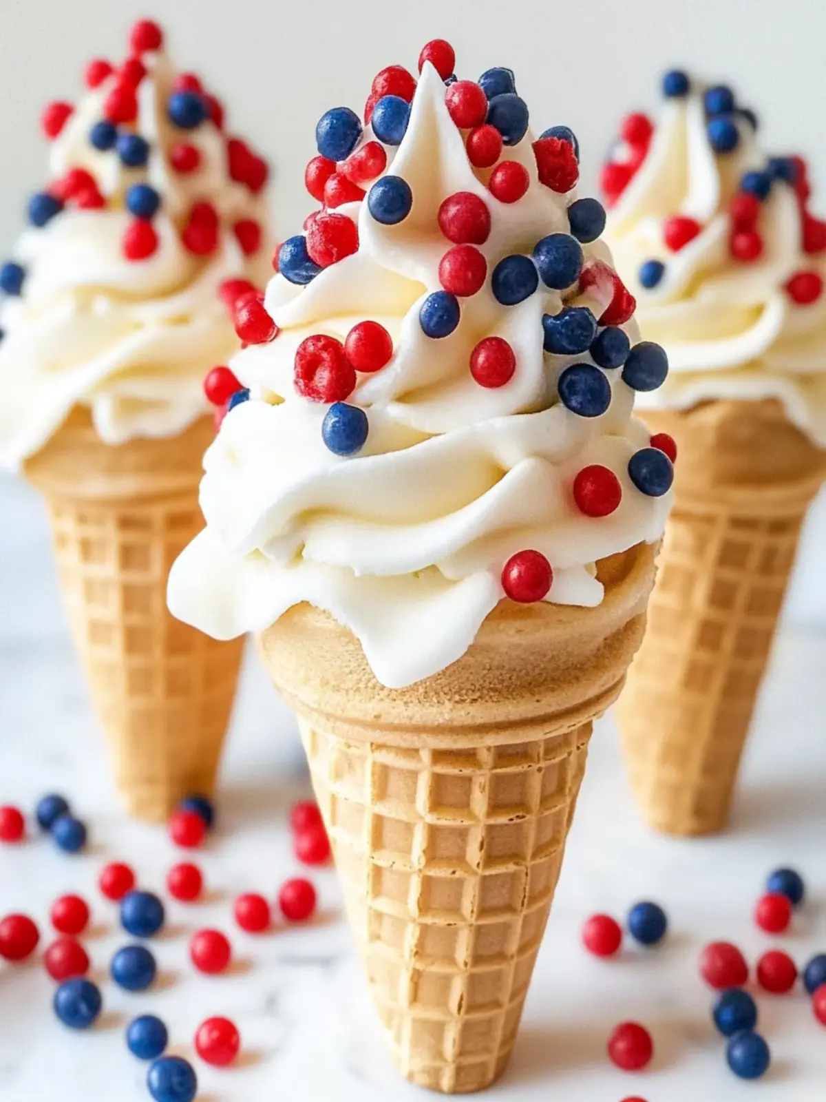 4th of July Cheesecake Mousse Ice Cream Cones