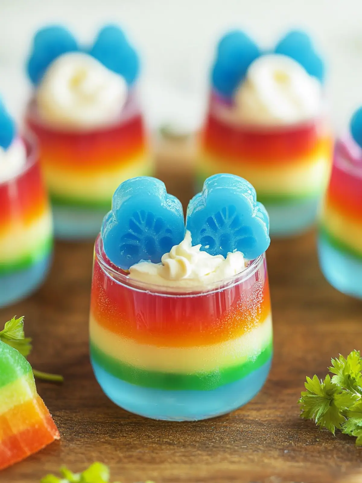 Blue Hawaiian Rainbow Jello Shots