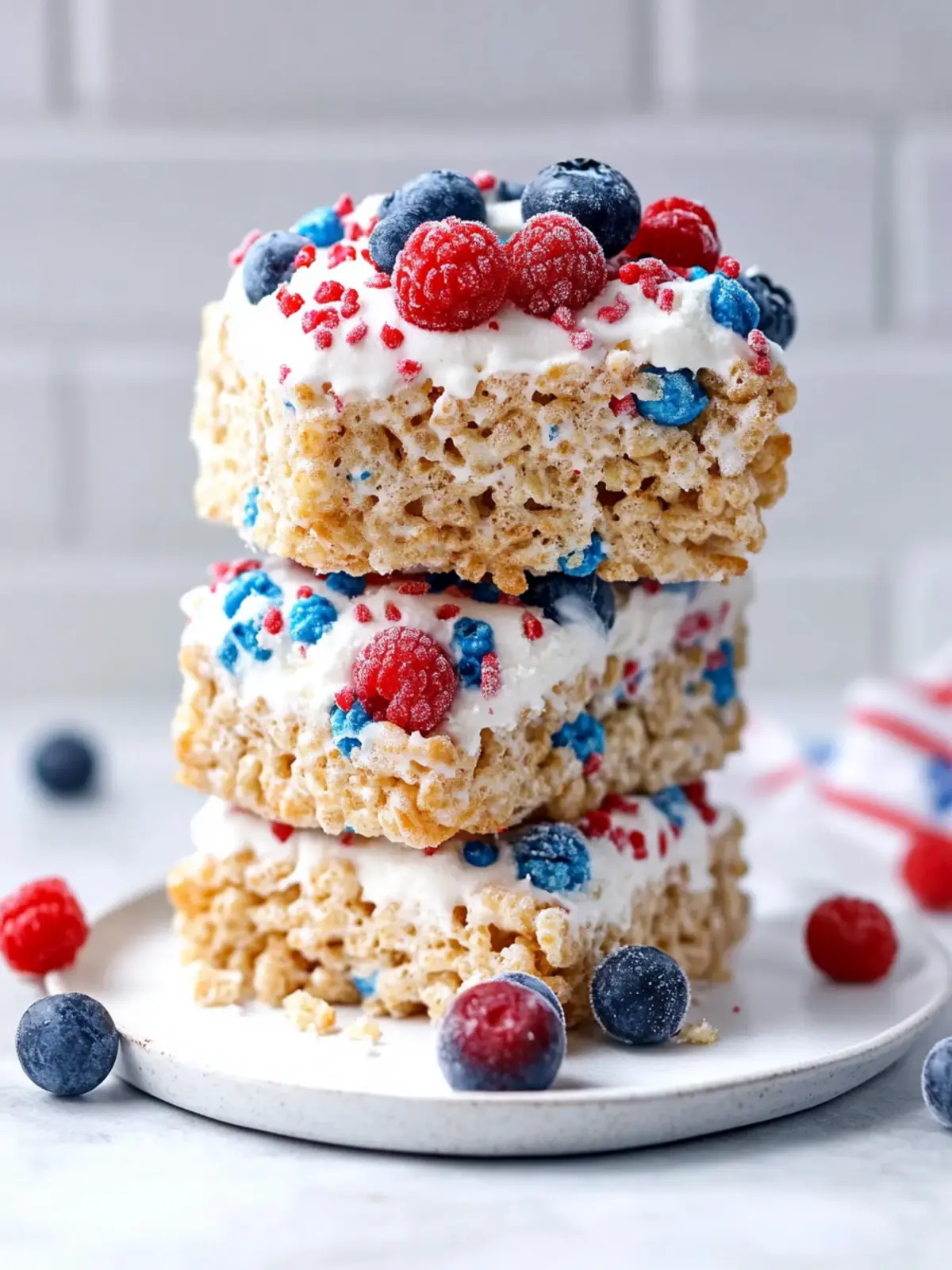 July 4th Rice Krispies Ice Cream Sandwiches: A No-bake Fourth of July Dessert
