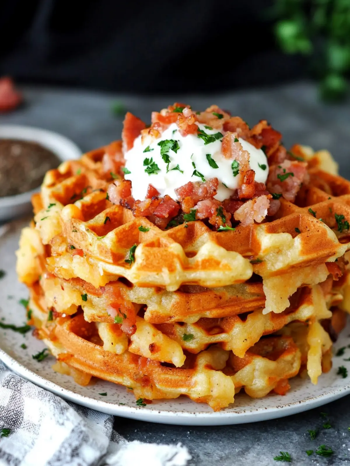 Bacon and Cheese Loaded Hashbrown Waffles for Brunch Bliss 2 Bacon and Cheese Loaded Hashbrown Waffles