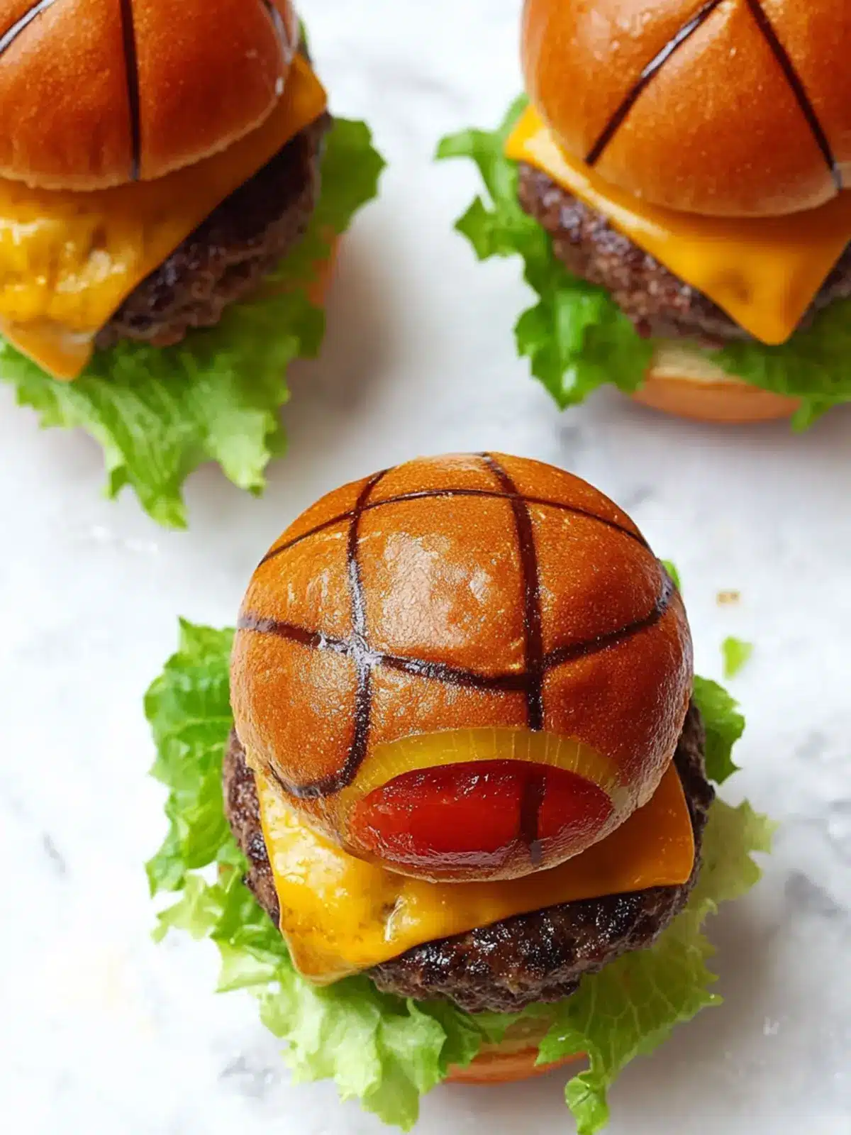 Mini Basketball Cheeseburgers: Dunk into Deliciousness! 3 Mini Basketball Cheeseburgers