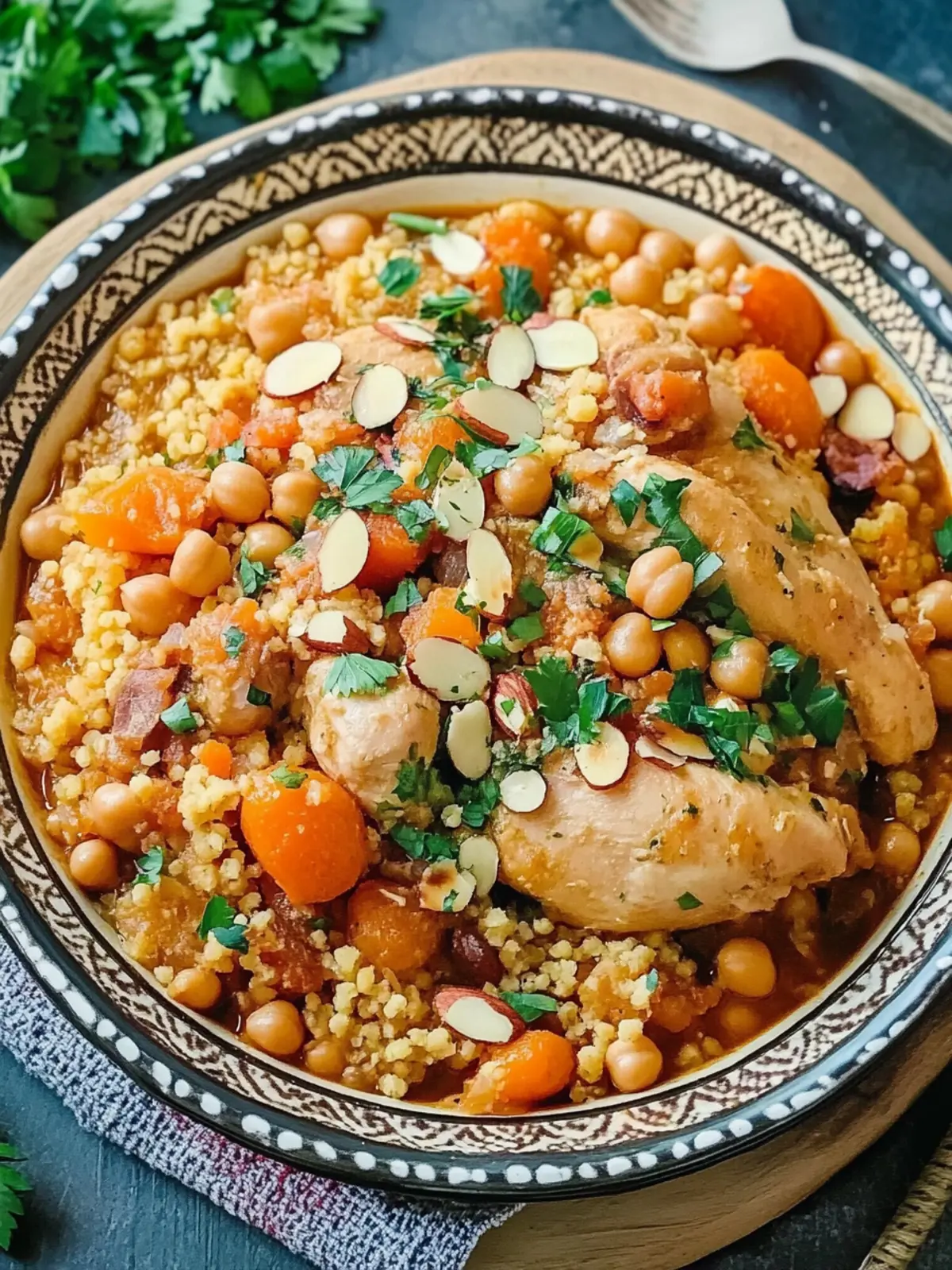 Savory Chicken Tagine with Apricots, Almonds & Chickpeas Delight 5 Chicken Tagine with Apricots, Almonds & Chickpeas