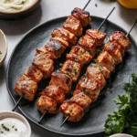 Marinated Pork Skewers with Garlic Aioli