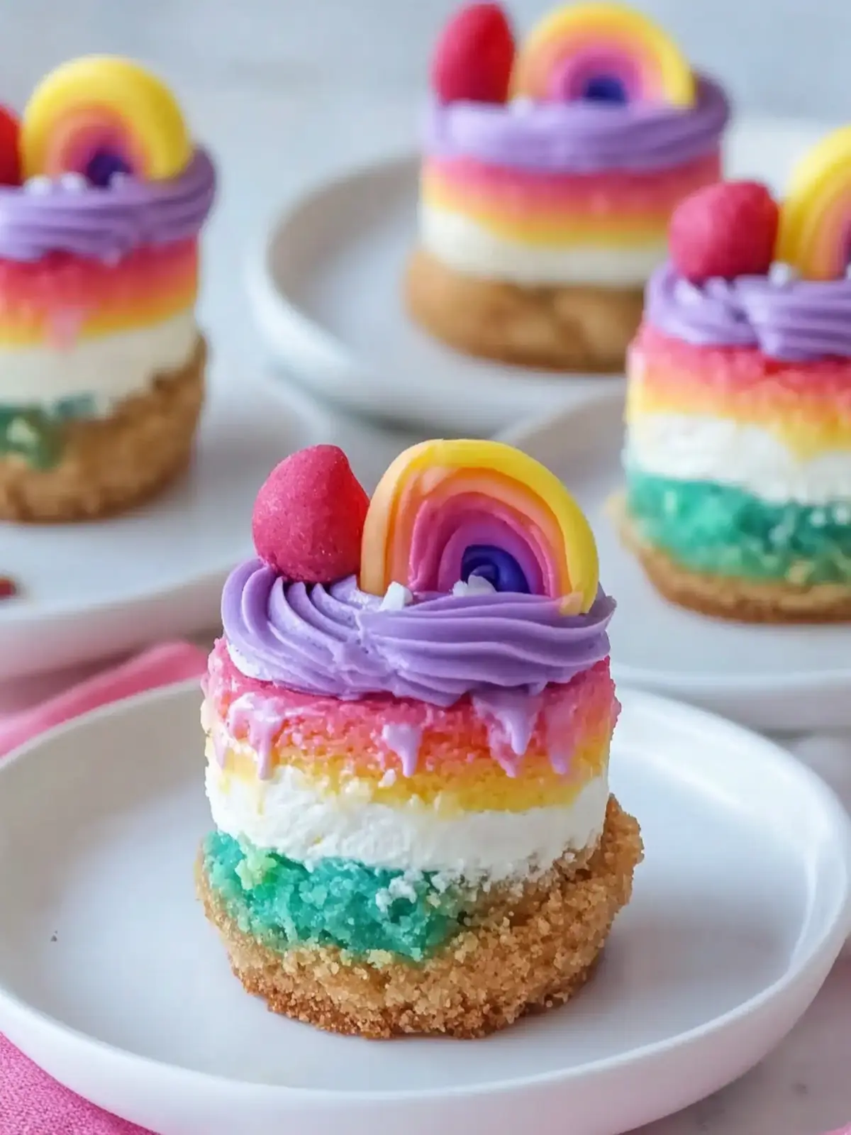 Mini Rainbow Cheesecake Bites