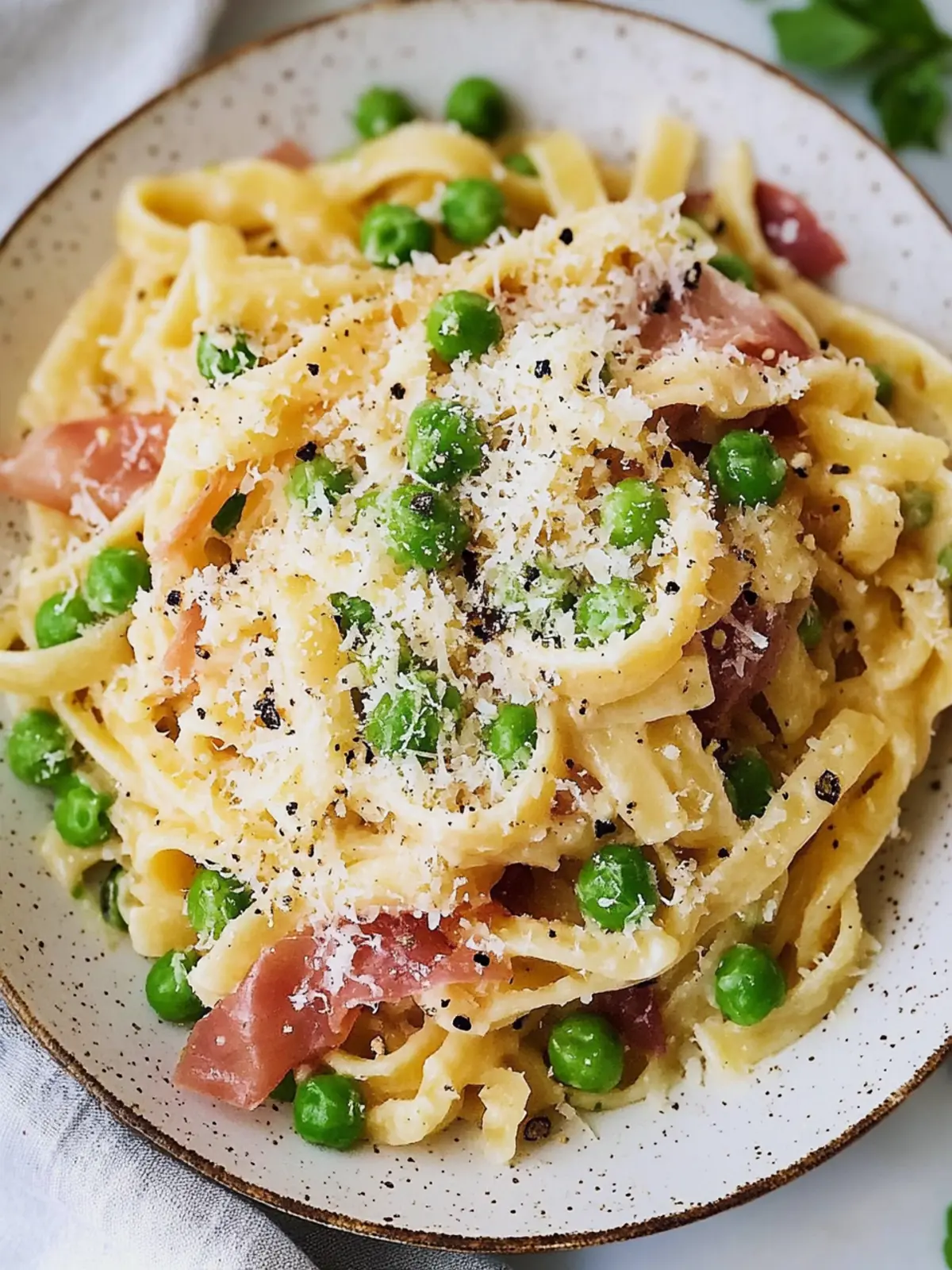 Creamy Prosciutto Pasta with Peas and Parmesan Cheese Bliss 4 Prosciutto Pasta with Peas and Parmesan Cheese