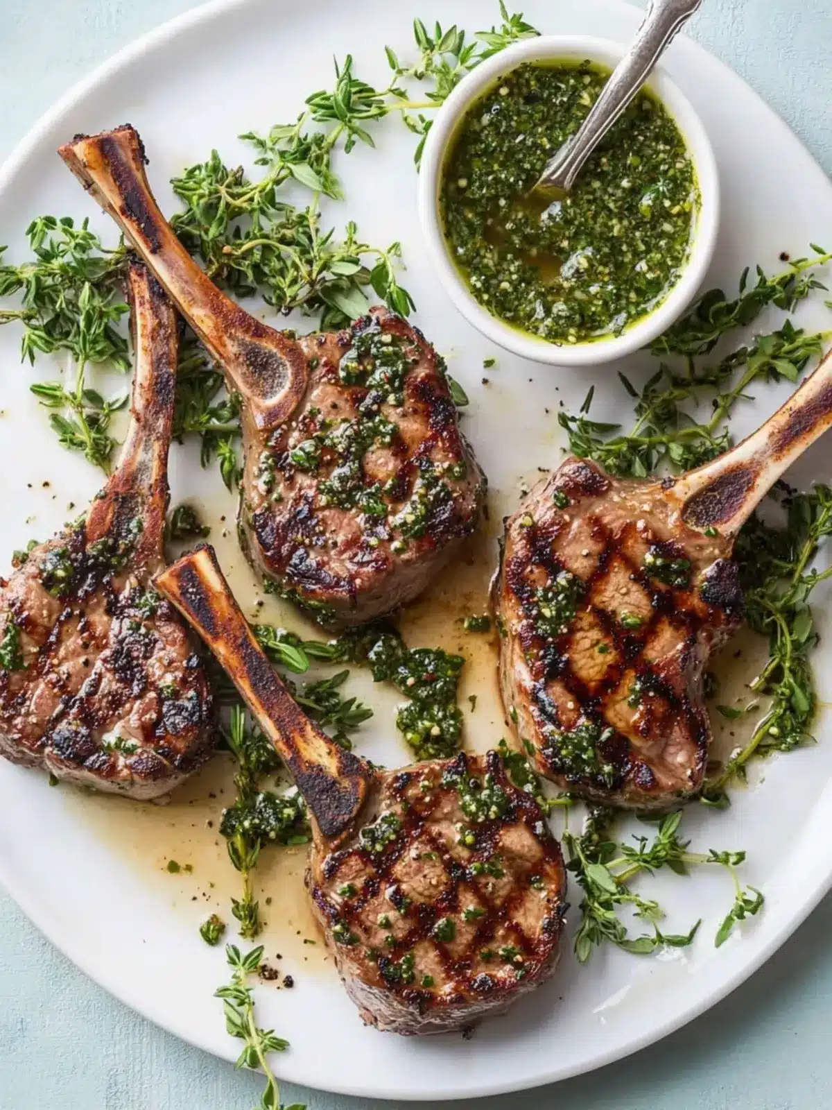 Grilled Lamb Chops with Herb Sauce