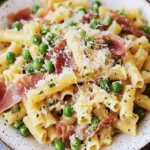 Prosciutto Pasta with Peas and Parmesan Cheese