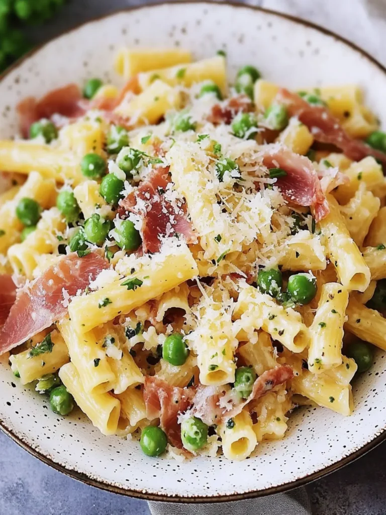 Prosciutto Pasta with Peas and Parmesan Cheese