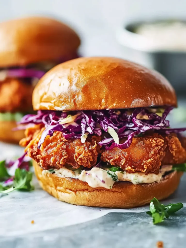 Summertime Fried Chicken Sandwiches with Tangy Slaw