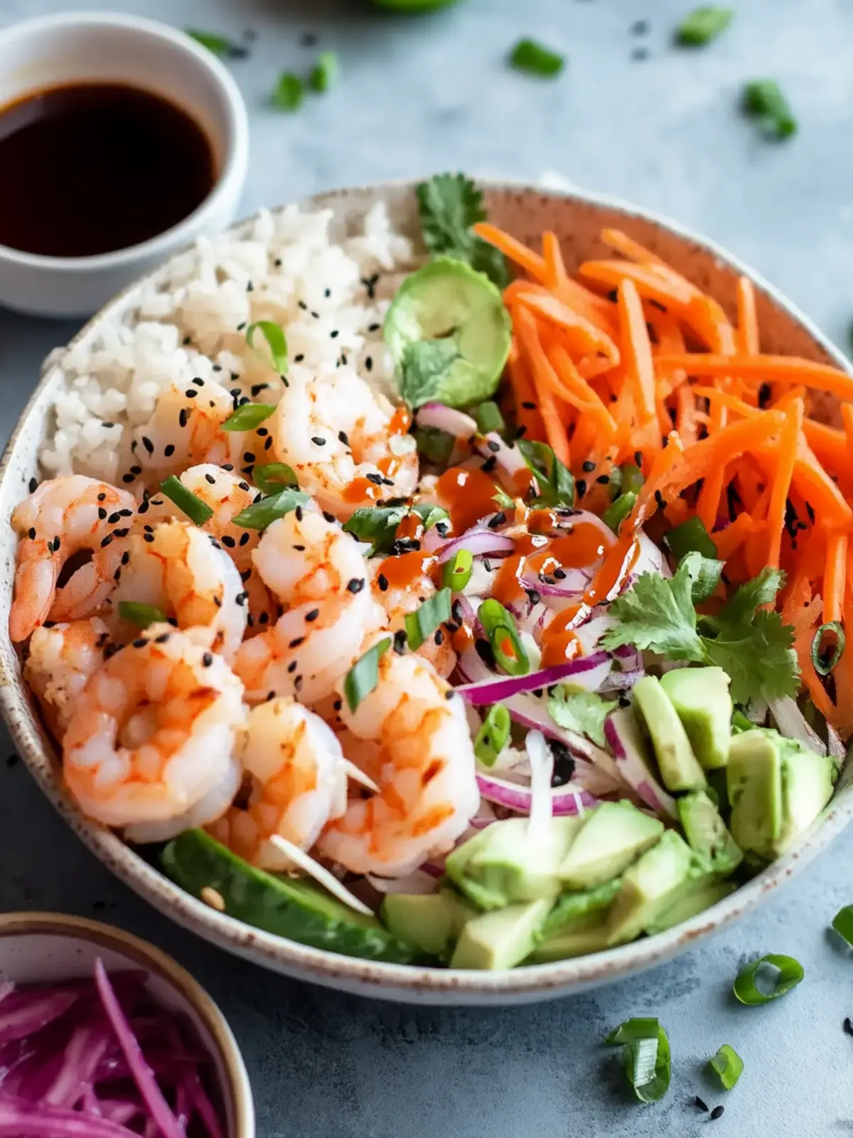 Easy Shrimp Poke Bowl Recipe with Spicy Sriracha Sauce