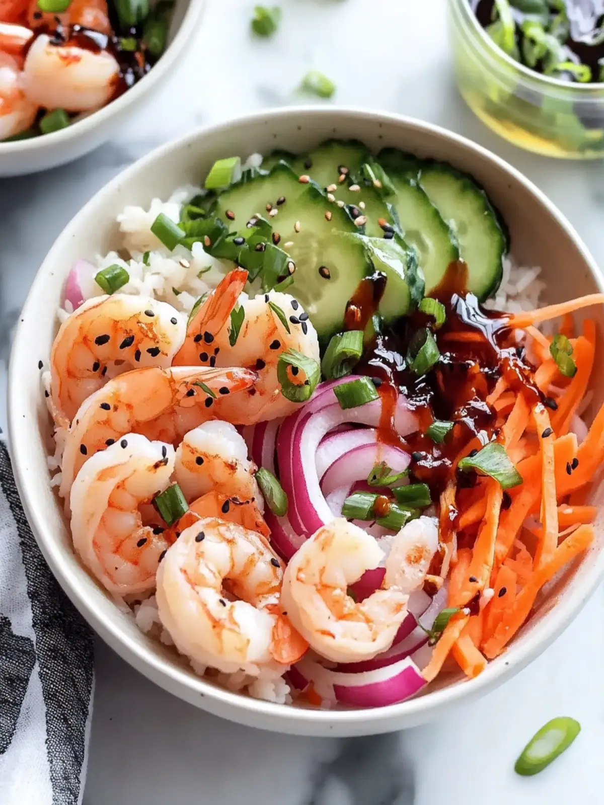 Easy Shrimp Poke Bowl Recipe with Spicy Sriracha Sauce