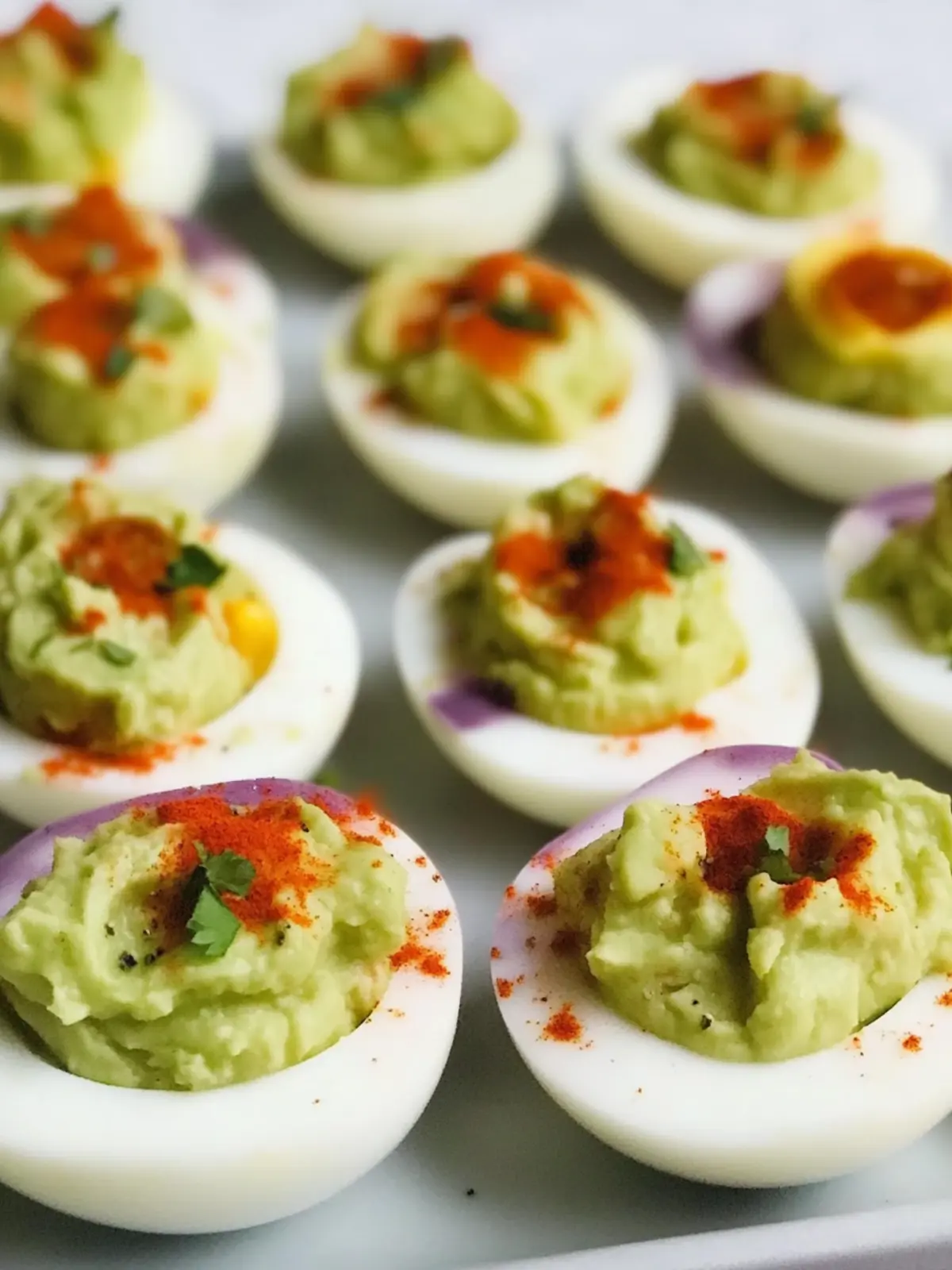 Rainbow Guacamole Deviled Eggs