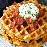 Bacon and Cheese Loaded Hashbrown Waffles