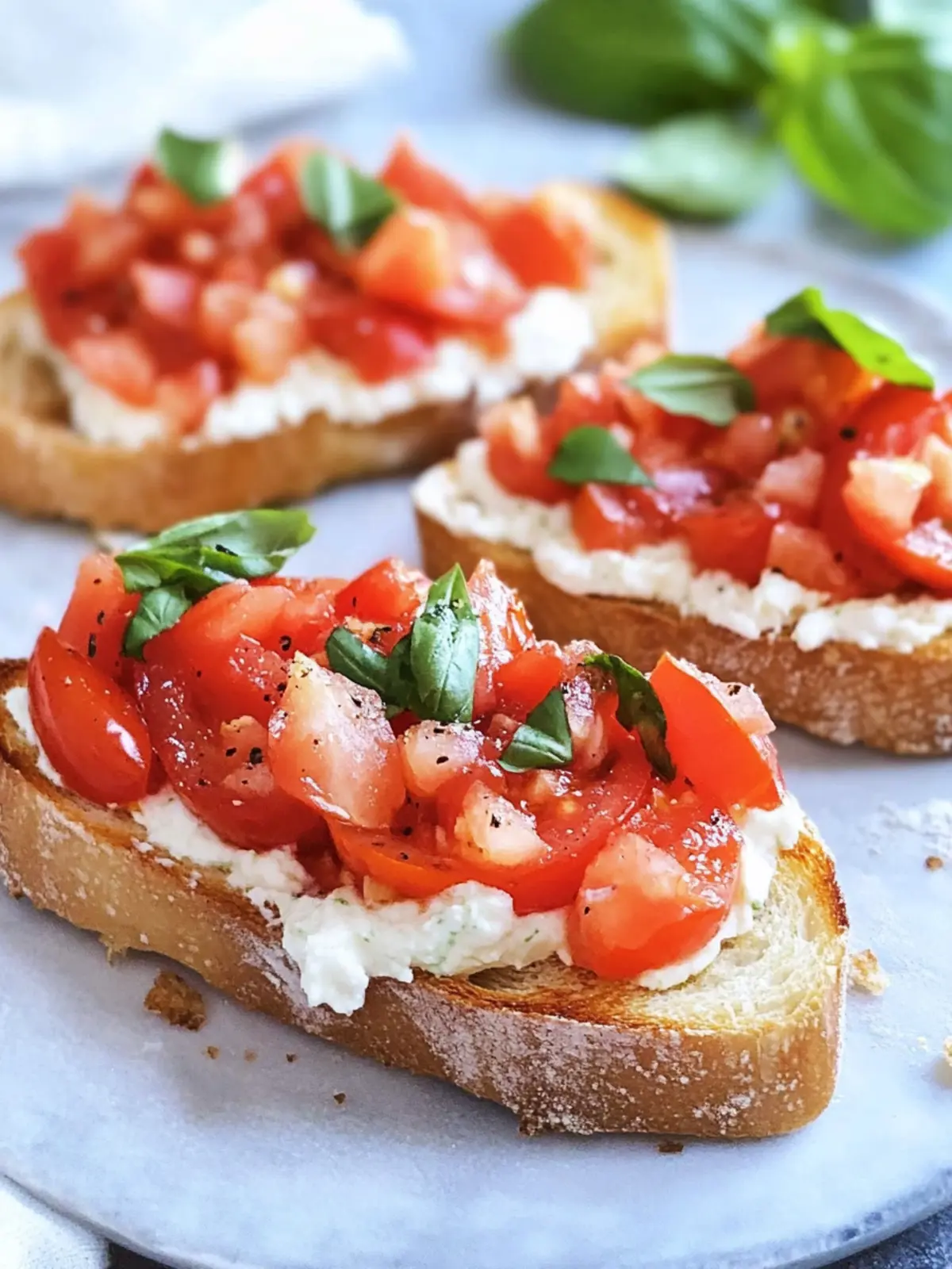 Fresh Tomato Bruschetta with Creamy Cheese Spread Delight 3 Fresh Tomato Bruschetta with Creamy Cheese Spread