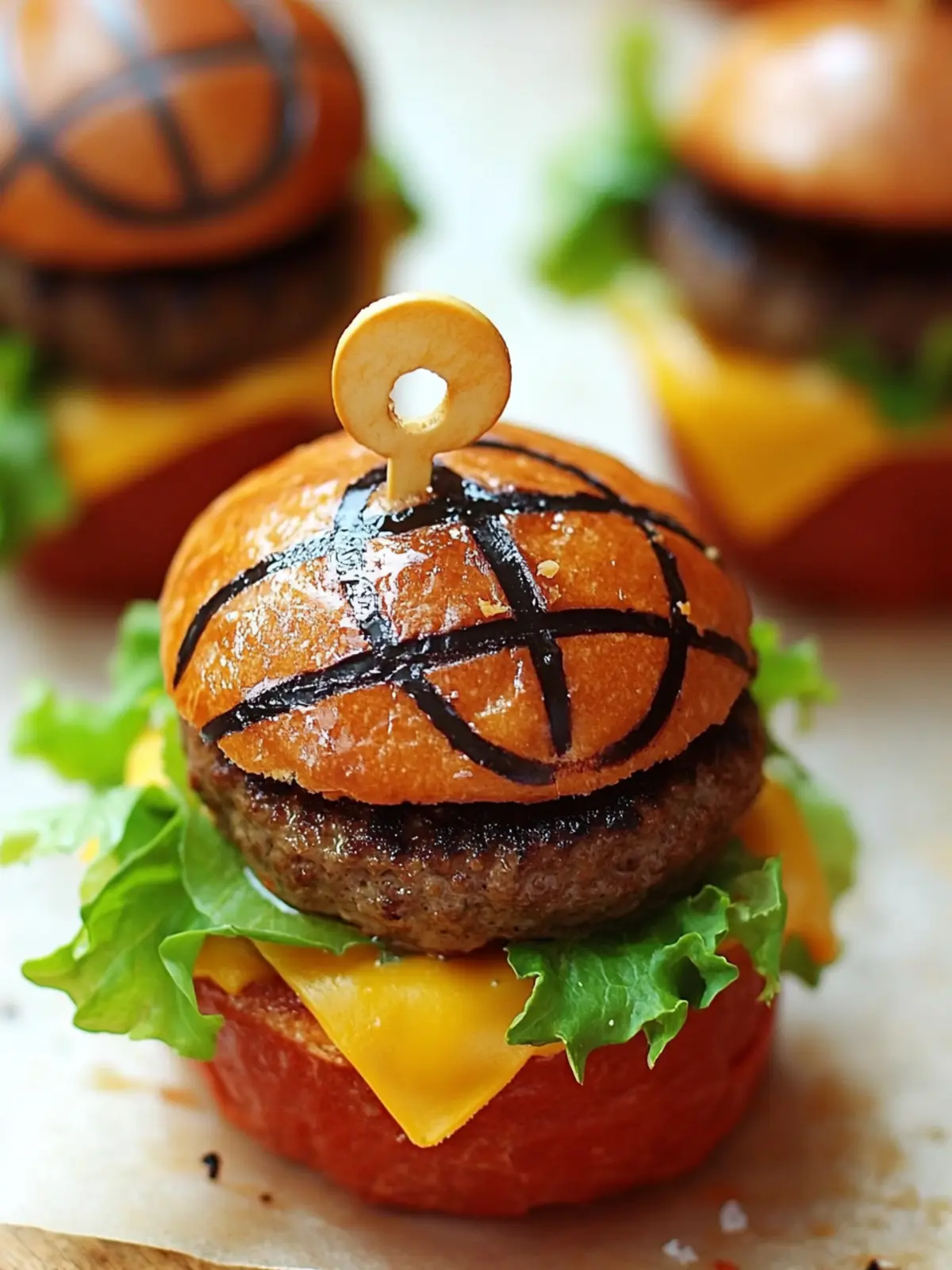 Mini Basketball Cheeseburgers: Dunk into Deliciousness! 2 Mini Basketball Cheeseburgers
