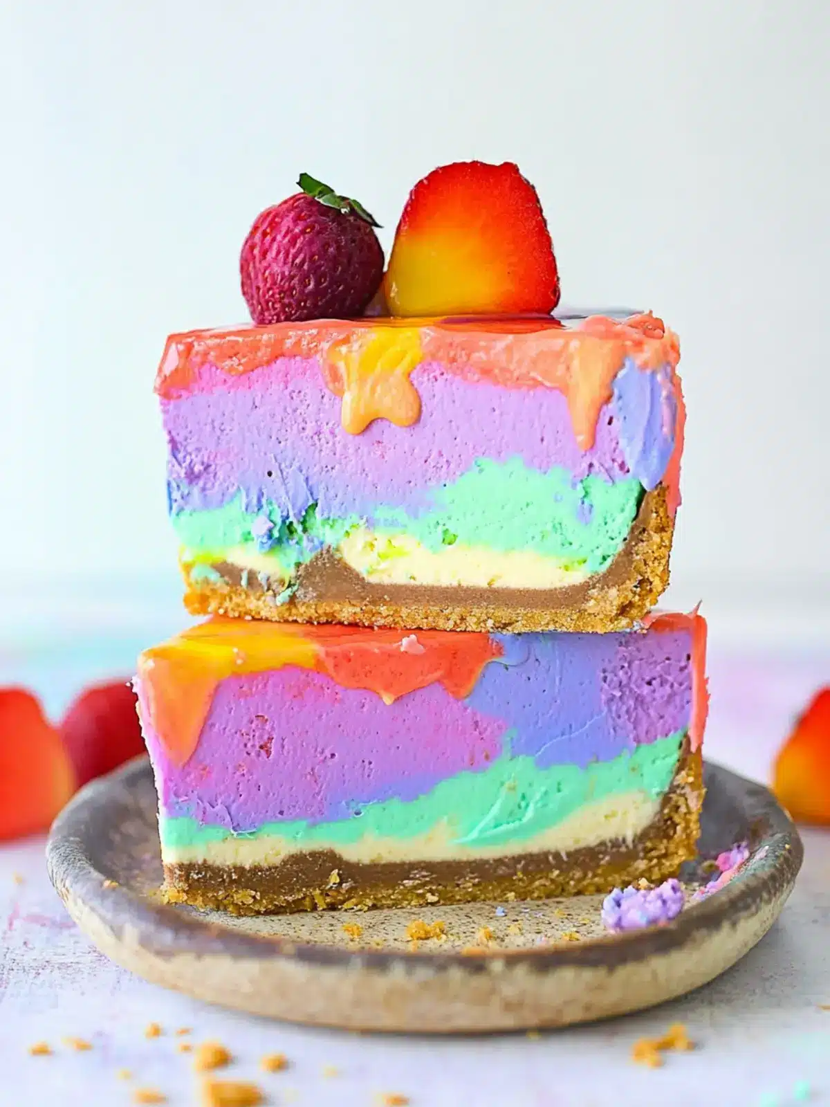 No-Bake Rainbow Cheesecake Recipe
