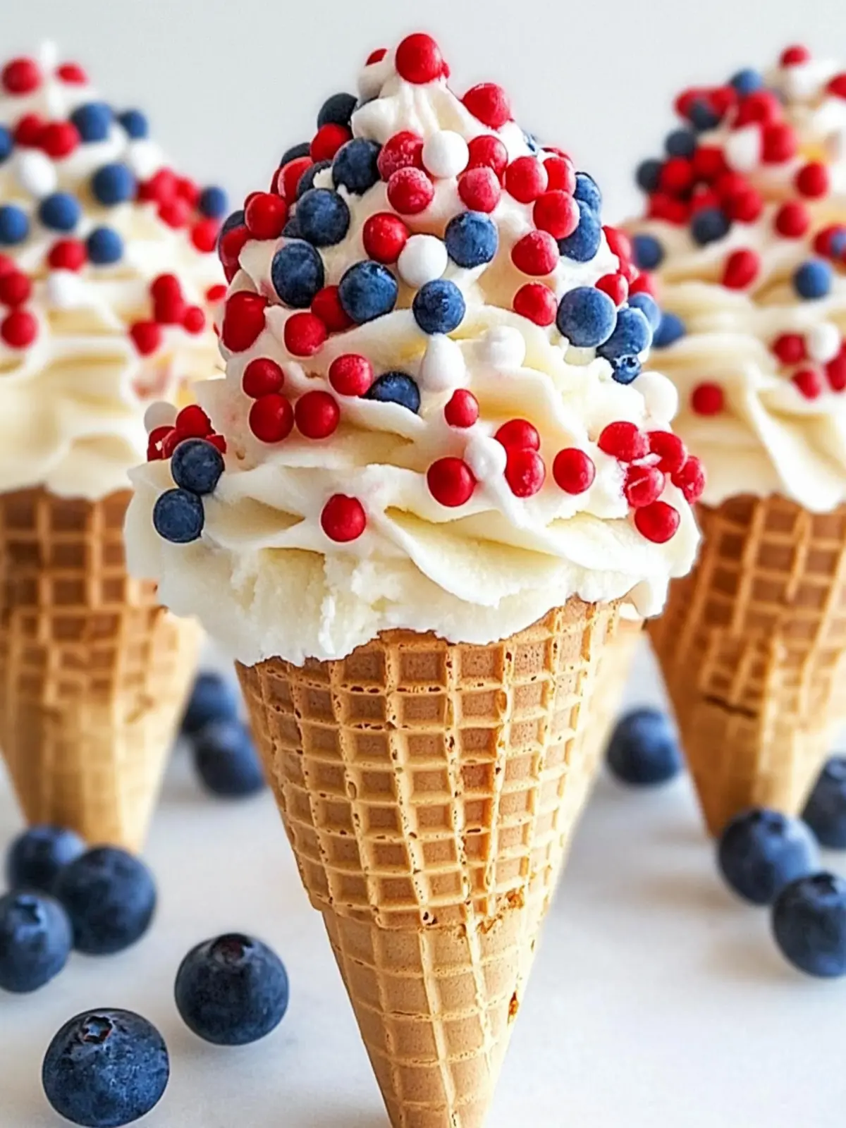 4th of July Cheesecake Mousse Ice Cream Cones