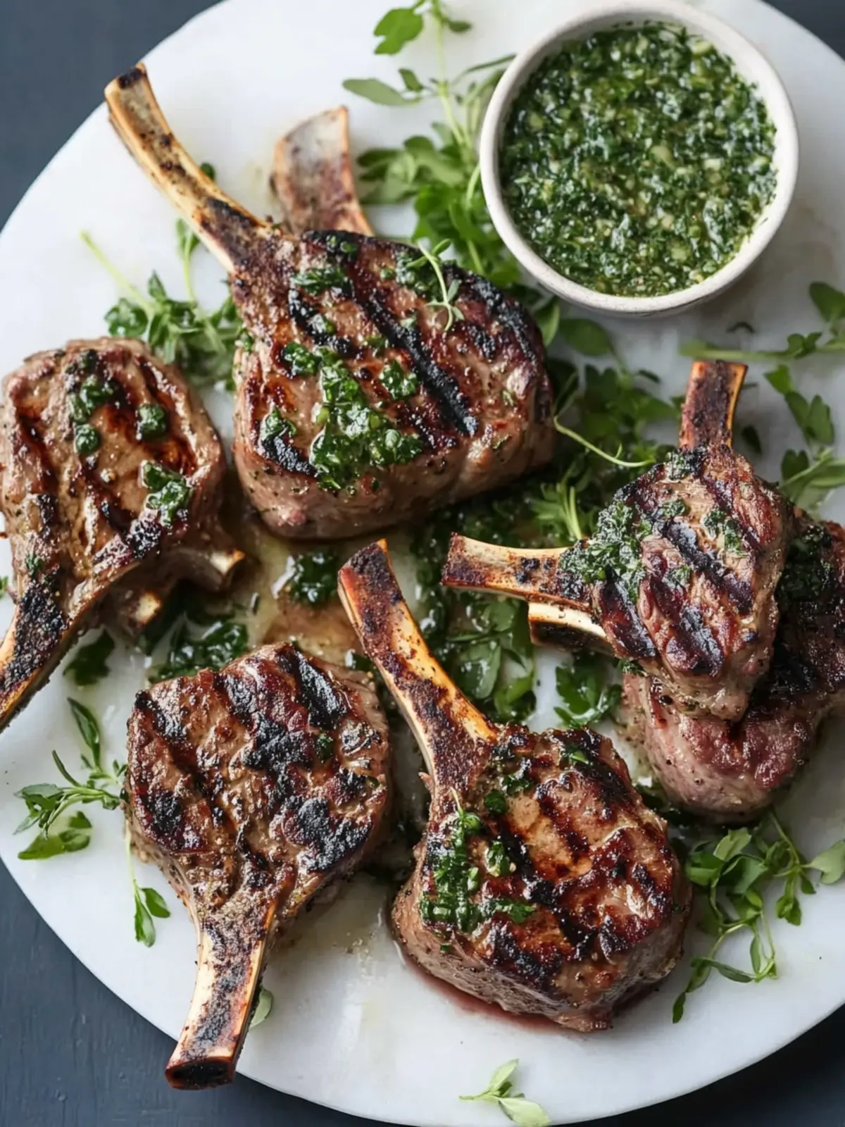 Grilled Lamb Chops with Herb Sauce