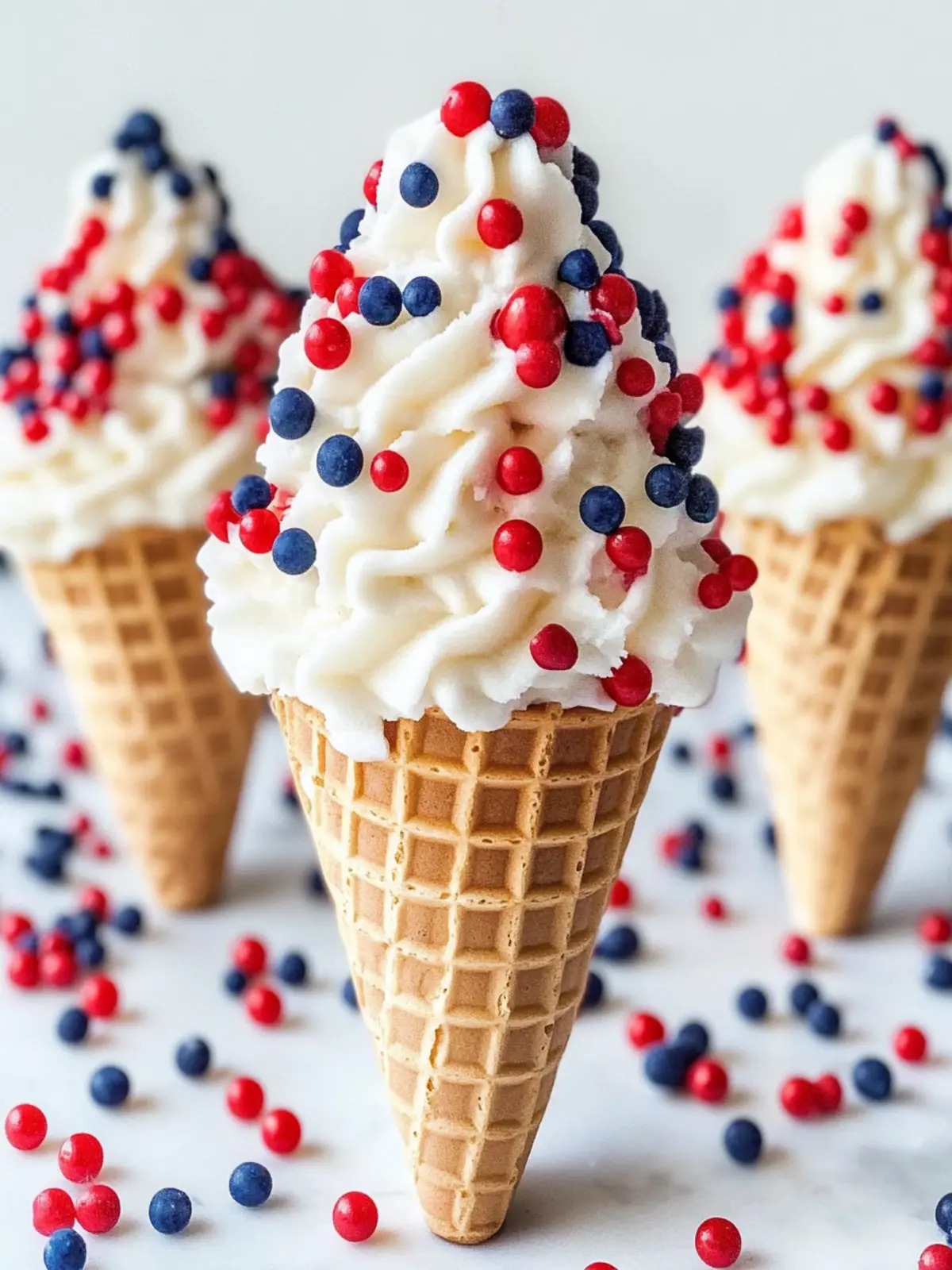4th of July Cheesecake Mousse Ice Cream Cones