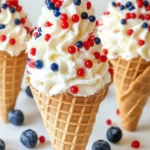 Festive 4th of July Cheesecake Mousse Ice Cream Cones Delight 7 4th of July Cheesecake Mousse Ice Cream Cones