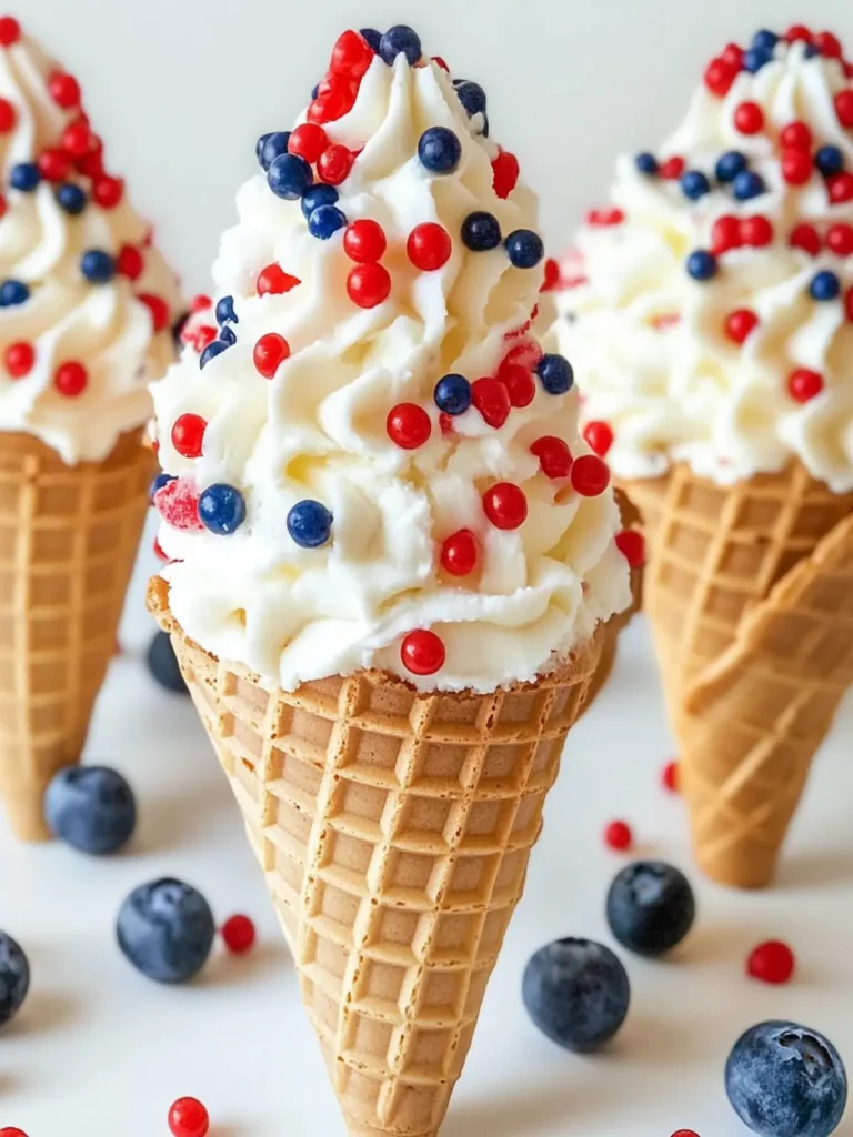 4th of July Cheesecake Mousse Ice Cream Cones