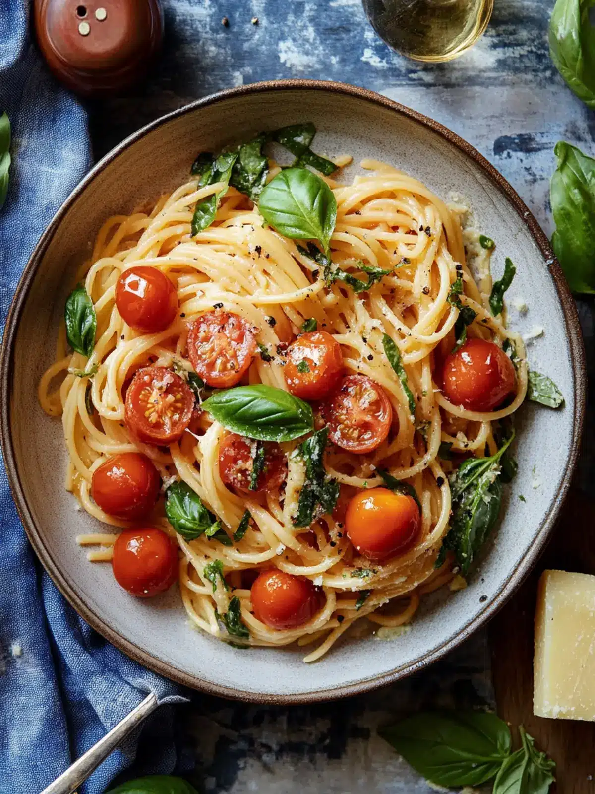 Basil Pasta with Cherry Tomatoes
