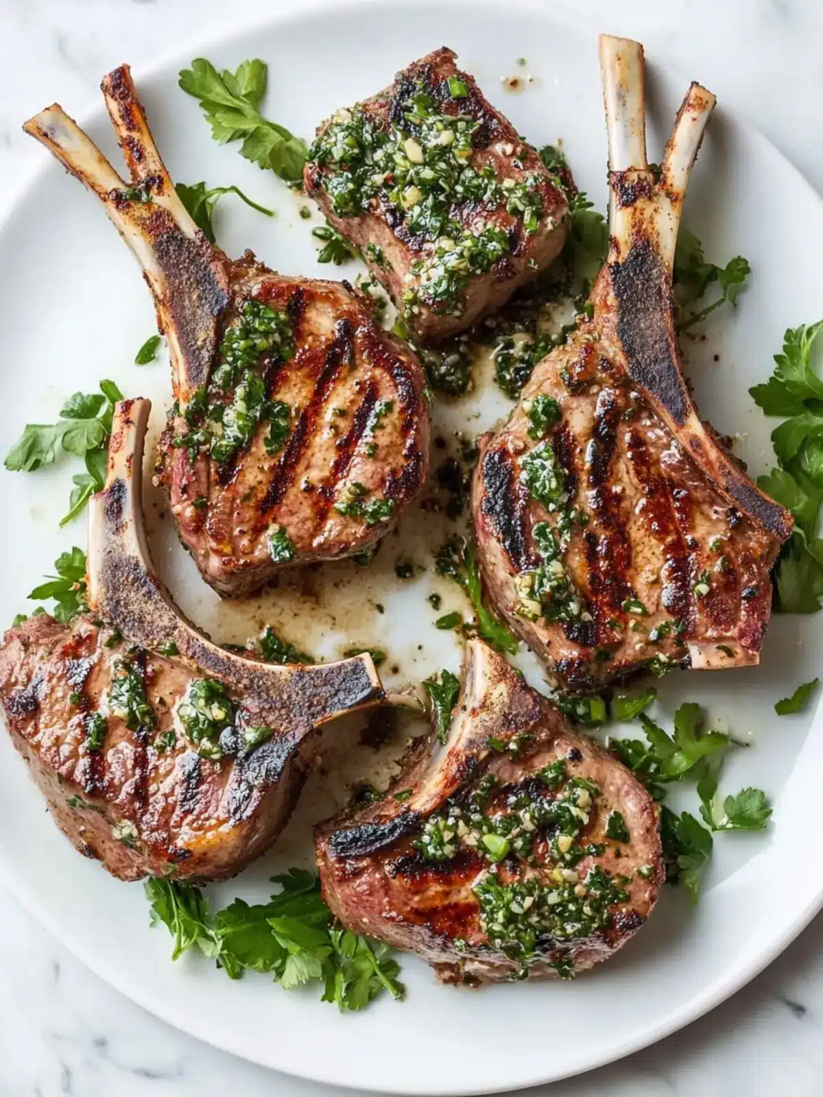 Grilled Lamb Chops with Herb Sauce