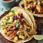 Hawaiian BBQ Chicken Tacos with Pineapple Slaw