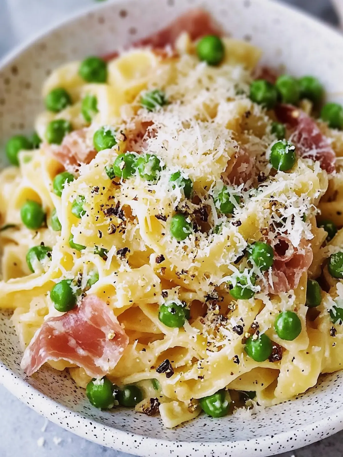 Creamy Prosciutto Pasta with Peas and Parmesan Cheese Bliss 2 Prosciutto Pasta with Peas and Parmesan Cheese