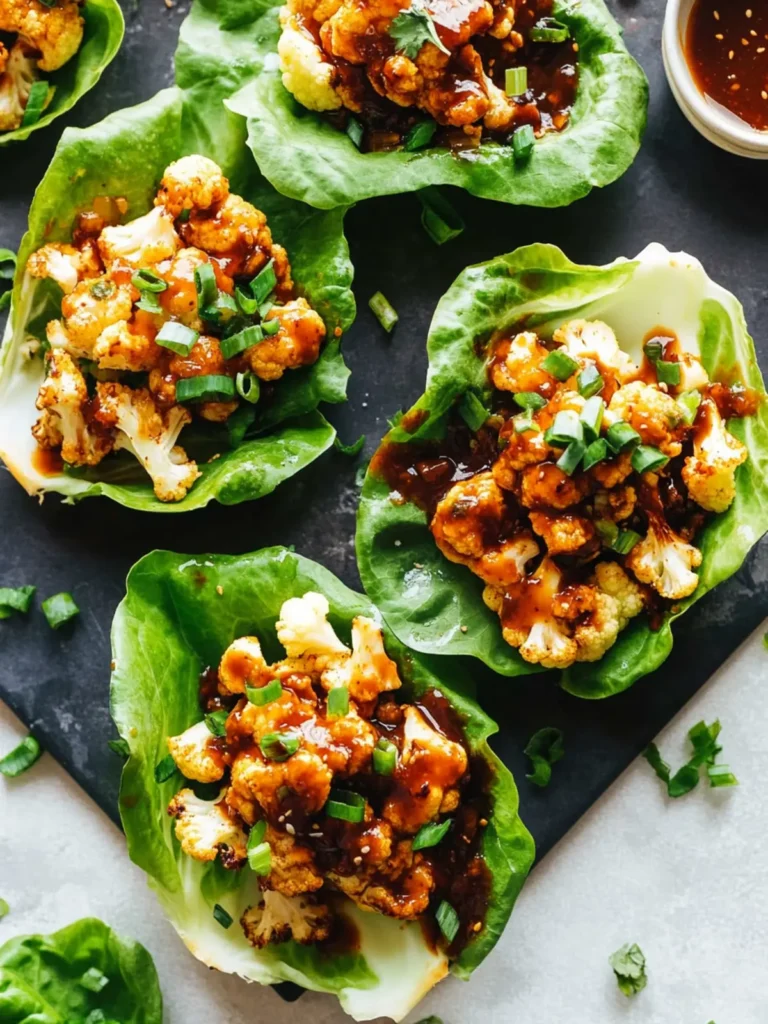 Roasted Cauliflower Lettuce Wraps with Korean BBQ-Inspired Sauce