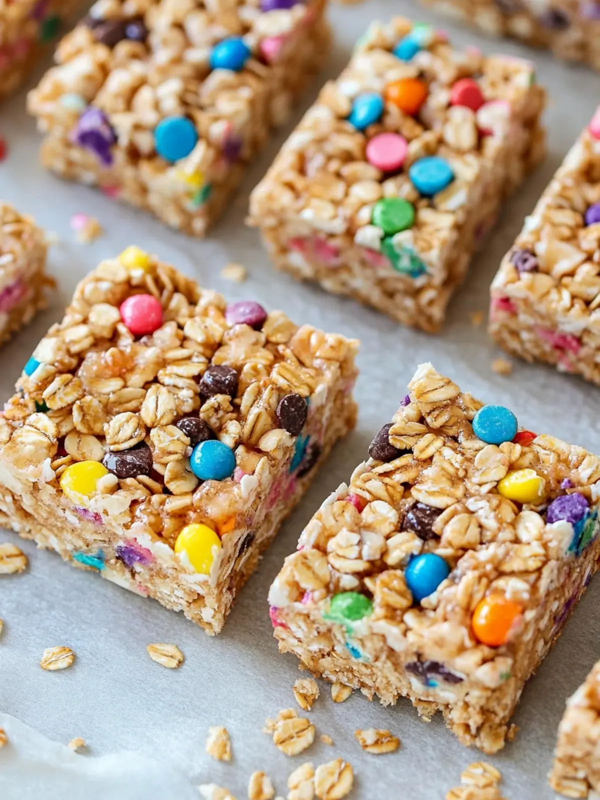 Chewy No-Bake Rainbow Chip Granola Bars
