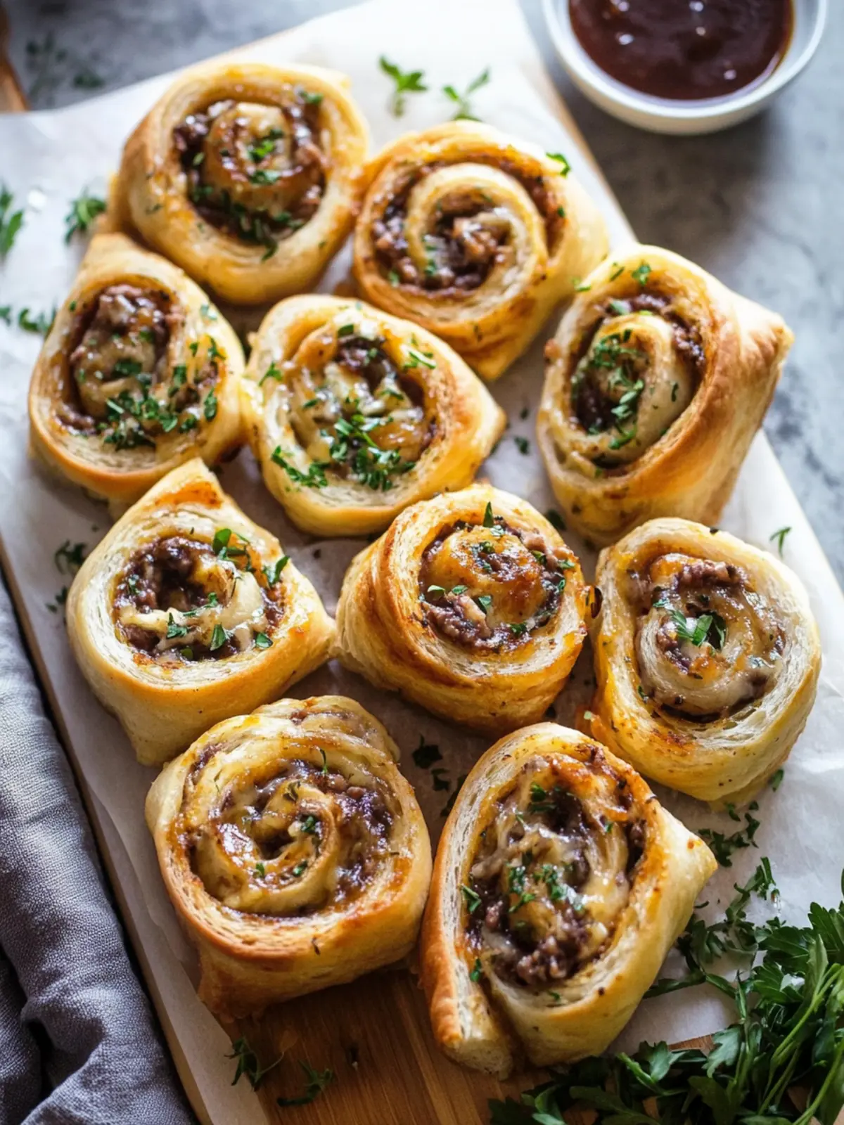 Easy French Dip Pinwheels