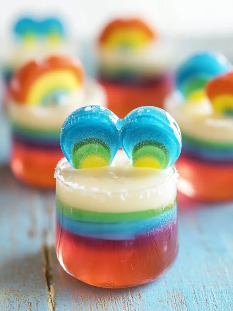 Blue Hawaiian Rainbow Jello Shots