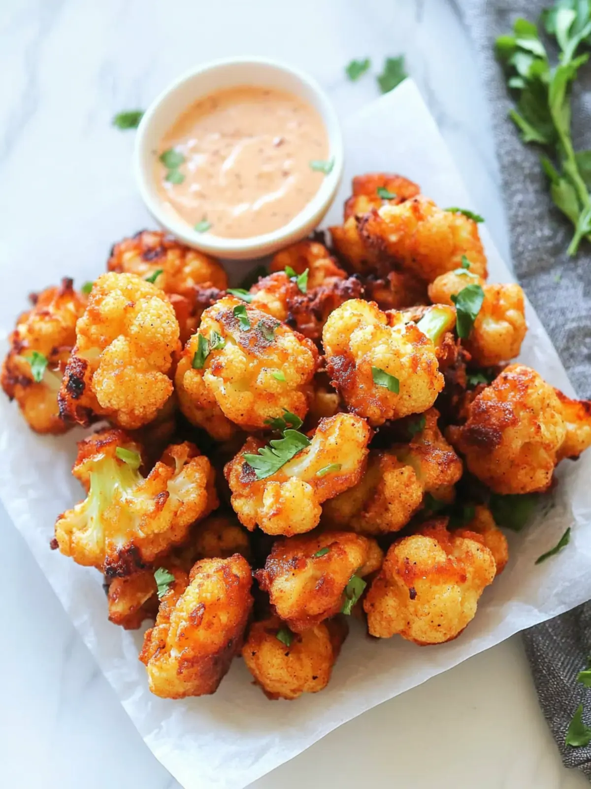 Baked Crispy and Spicy Cauliflower Bites