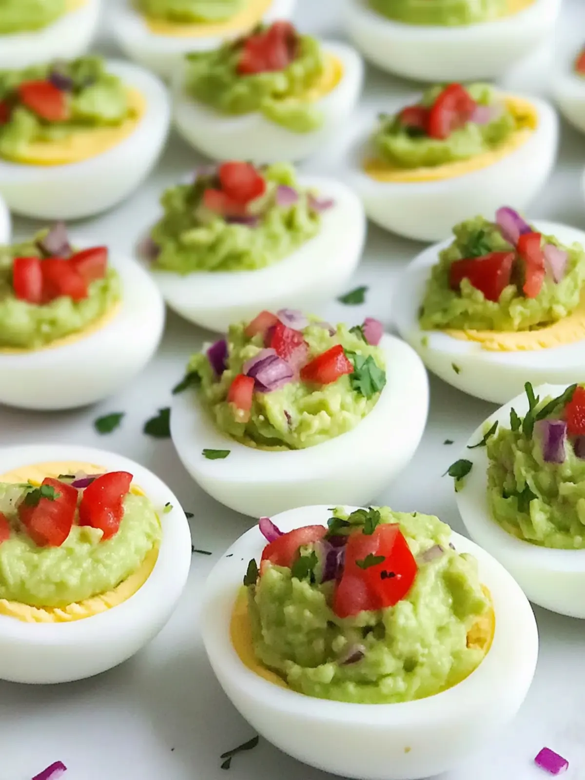 Rainbow Guacamole Deviled Eggs