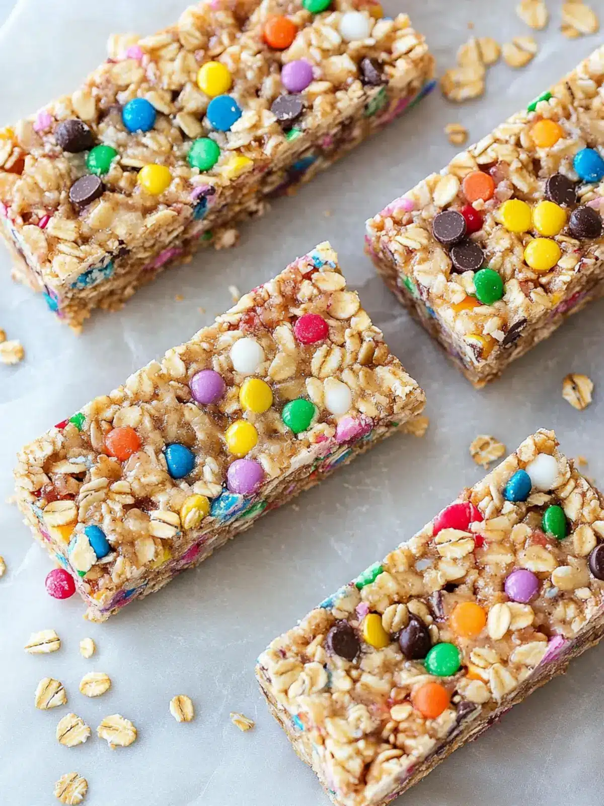Chewy No-Bake Rainbow Chip Granola Bars