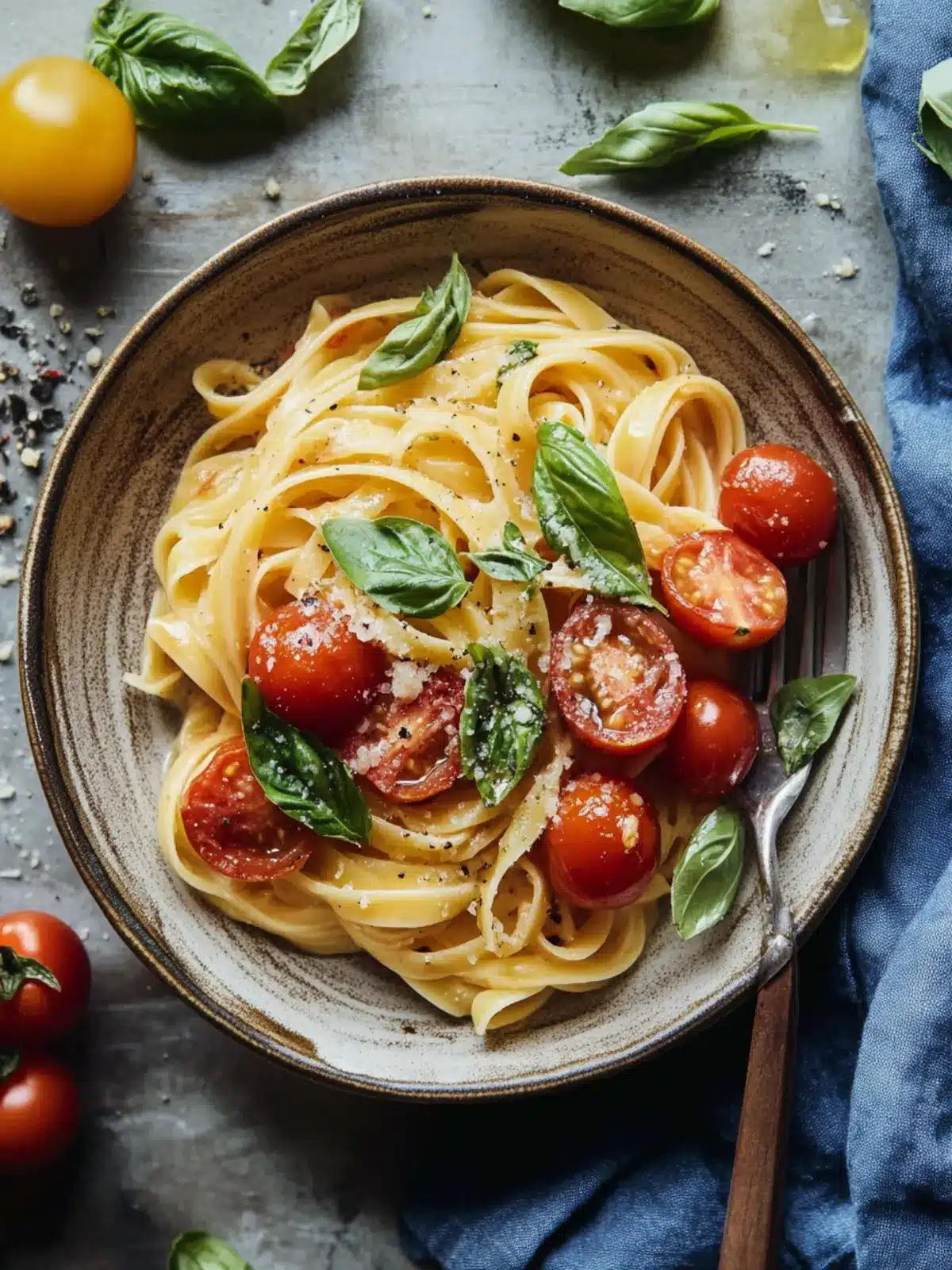 Basil Pasta with Cherry Tomatoes