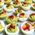Rainbow Guacamole Deviled Eggs