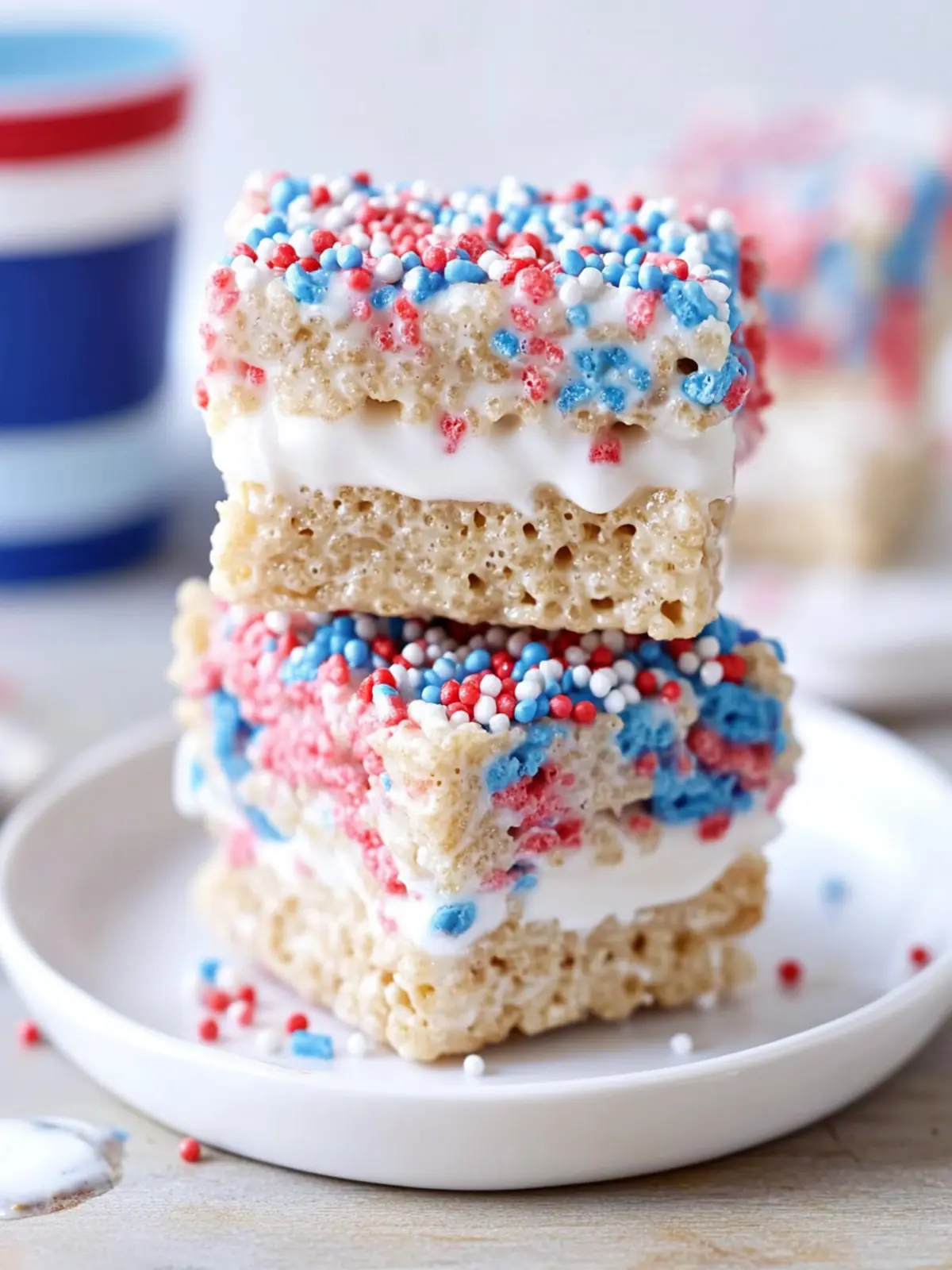 July 4th Rice Krispies Ice Cream Sandwiches: A No-bake Fourth of July Dessert