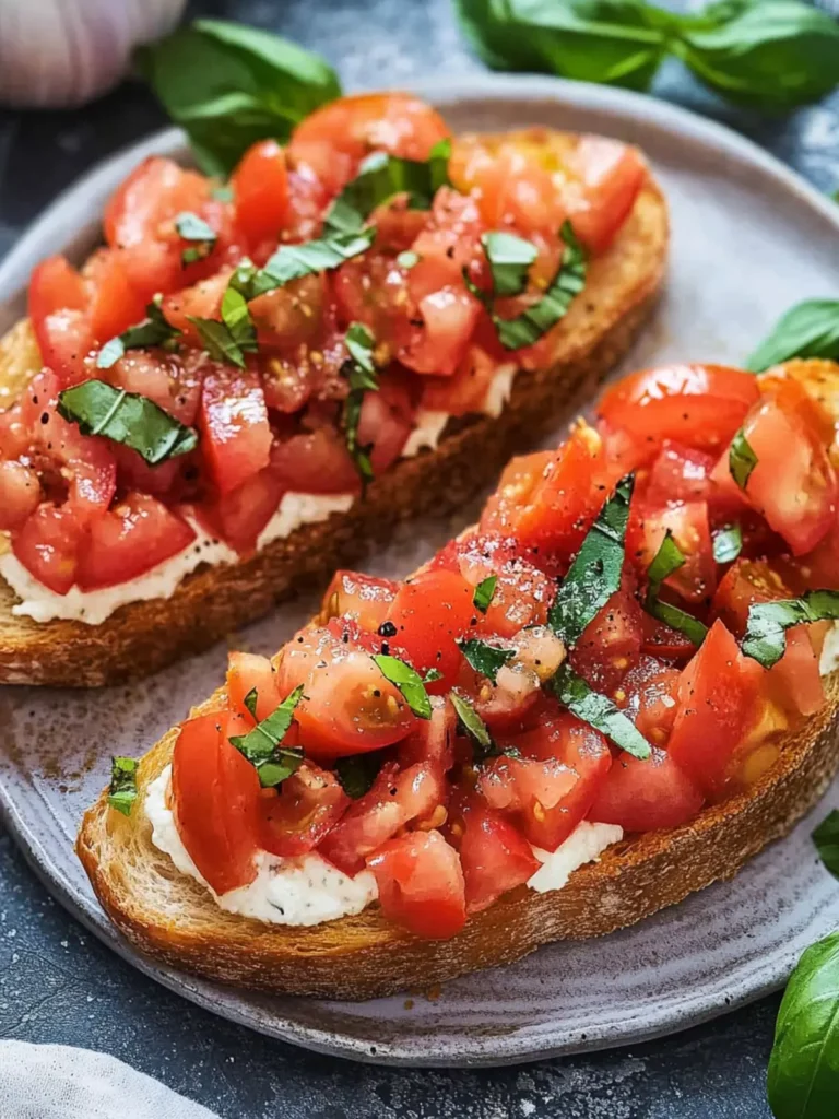 Fresh Tomato Bruschetta with Creamy Cheese Spread