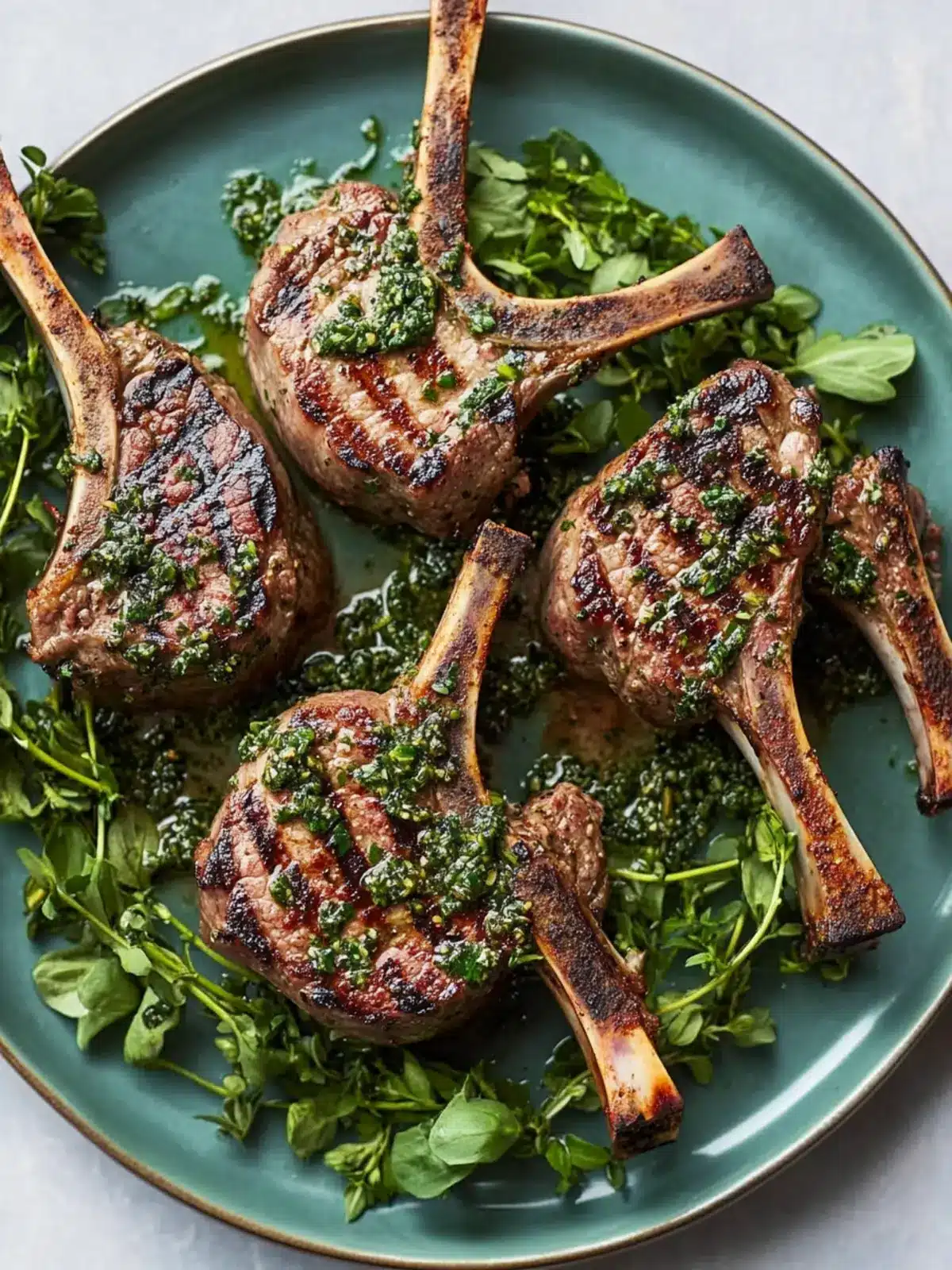 Grilled Lamb Chops with Herb Sauce