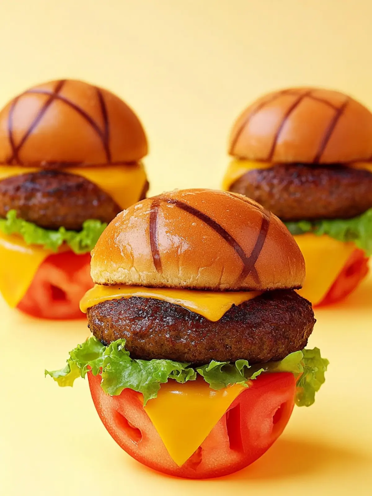 Mini Basketball Cheeseburgers: Dunk into Deliciousness! 4 Mini Basketball Cheeseburgers
